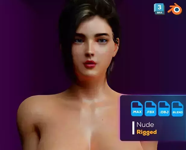 Realistic Sexy Girl Nude Rigged Low-poly 3D model