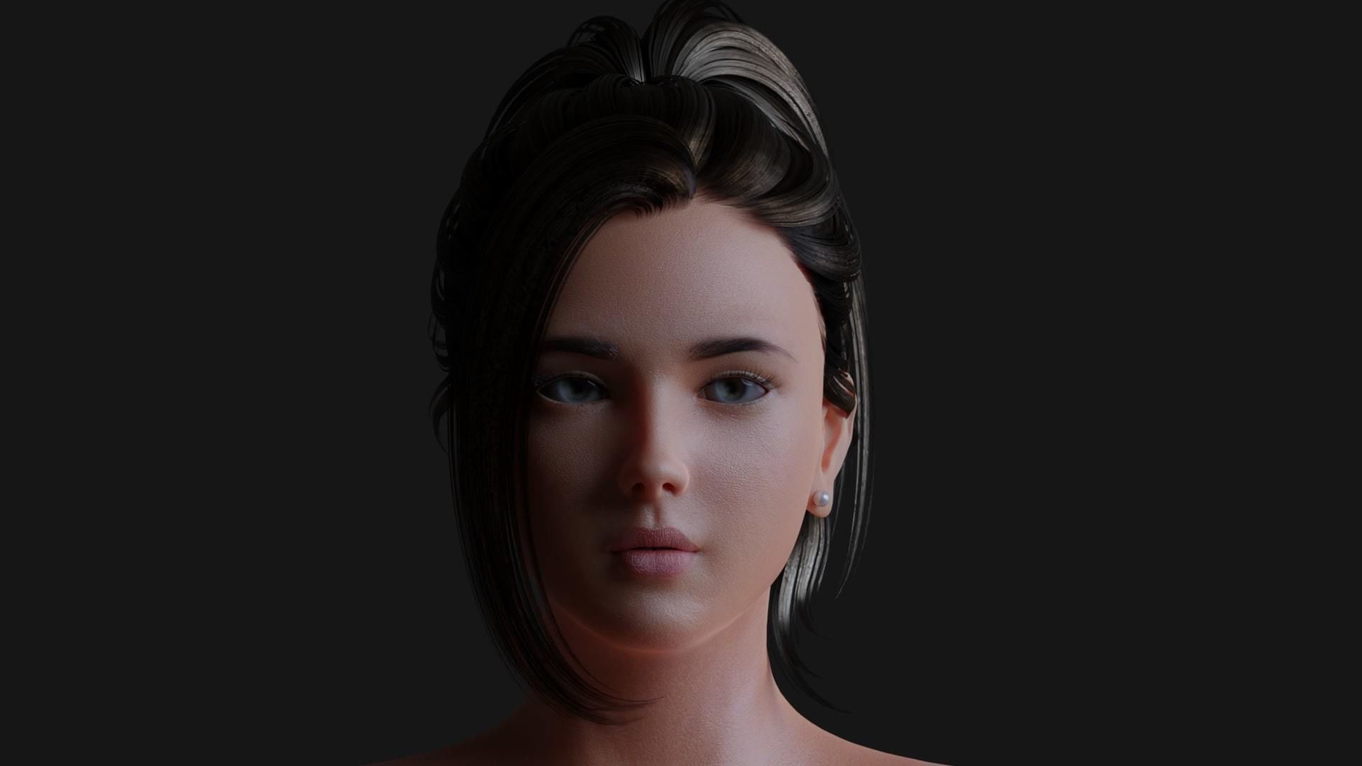 Realistic Sexy Girl Nude Rigged Low-poly 3D model_10