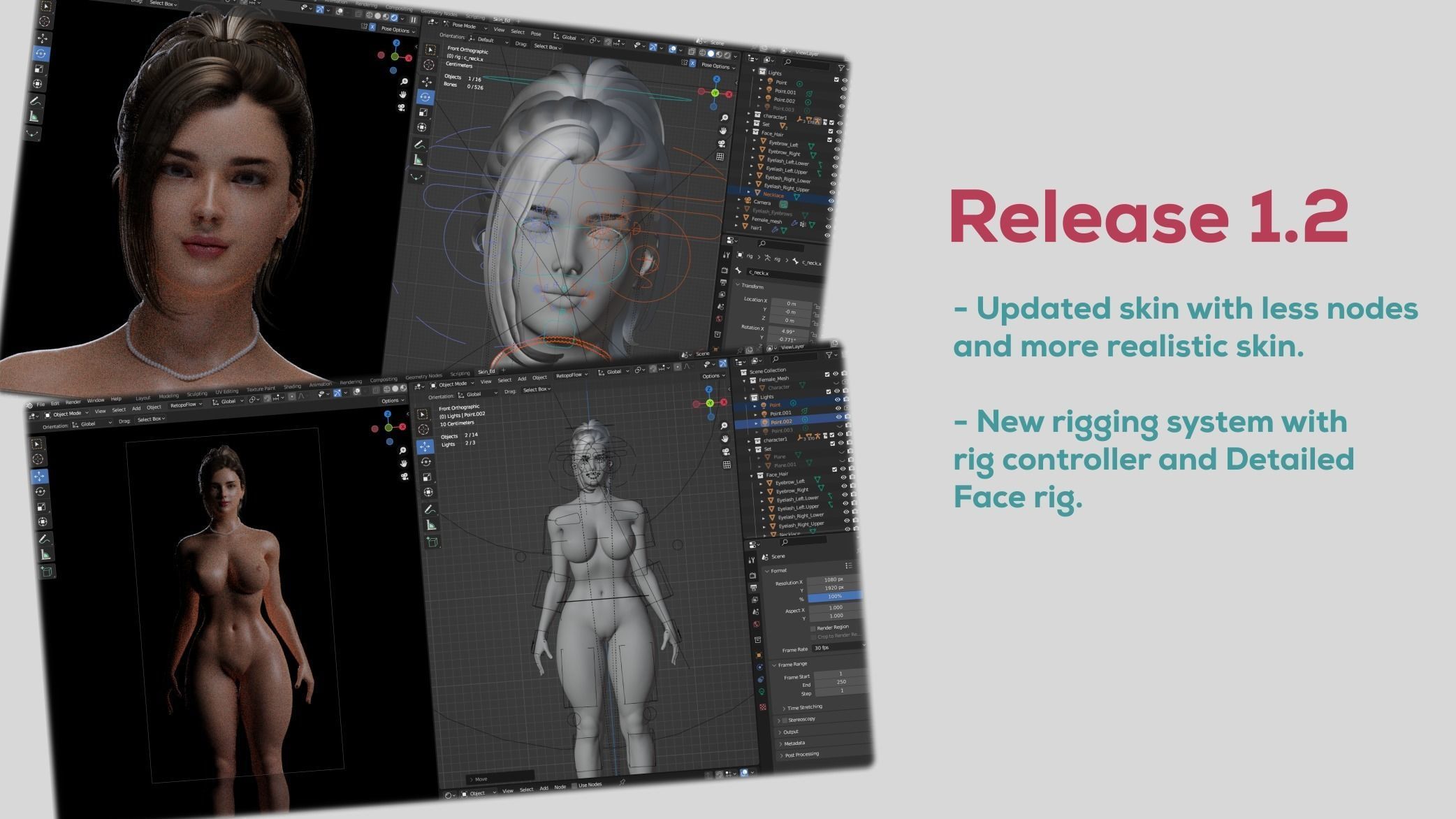 Realistic Sexy Girl Nude Rigged Low-poly 3D model_3
