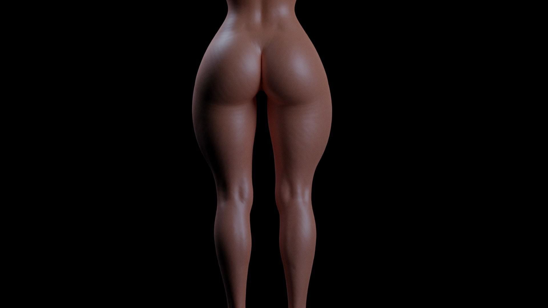 Realistic Sexy Girl Nude Rigged Low-poly 3D model_15