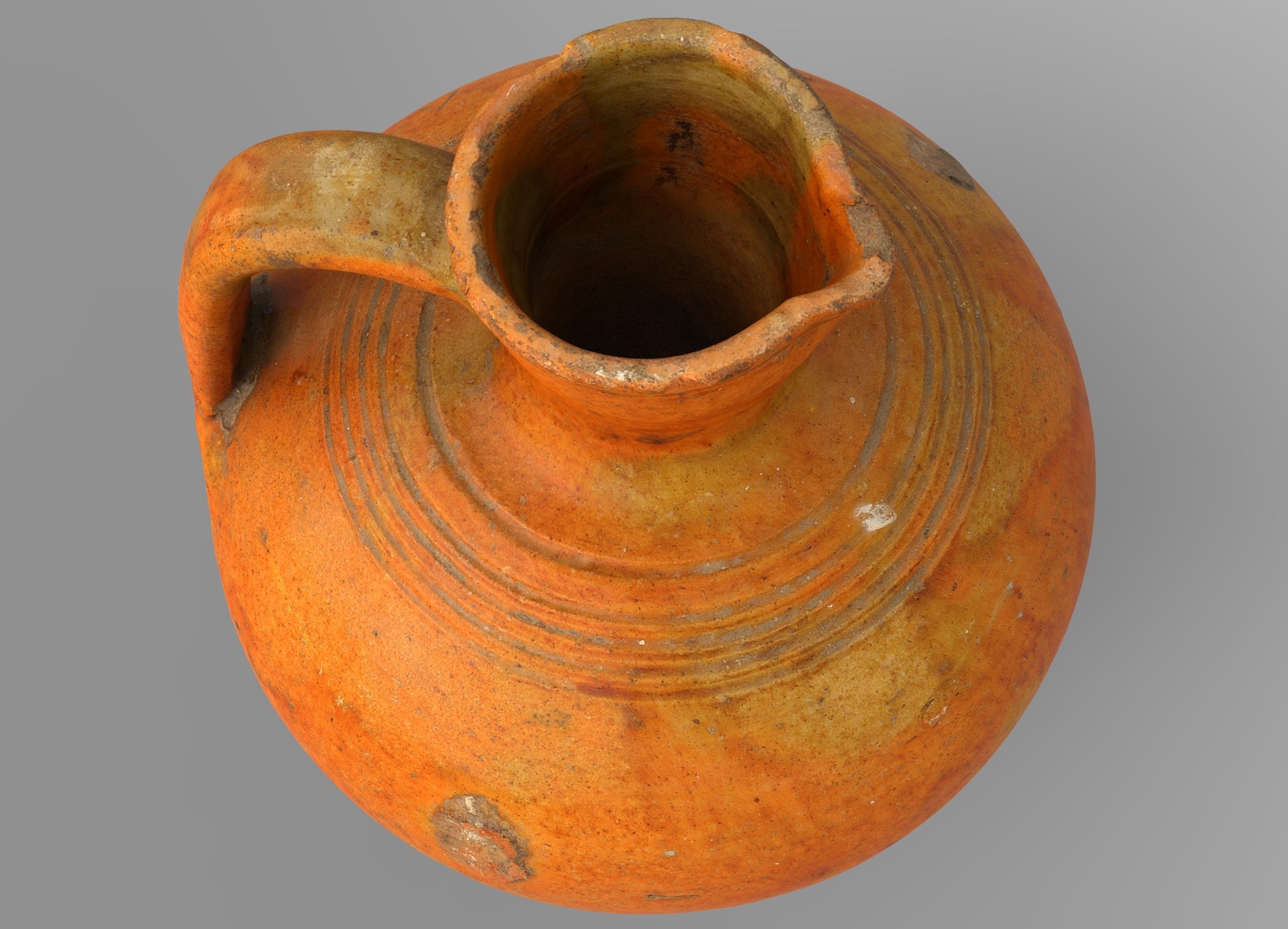 Old clay jug Low-poly 3D model_4