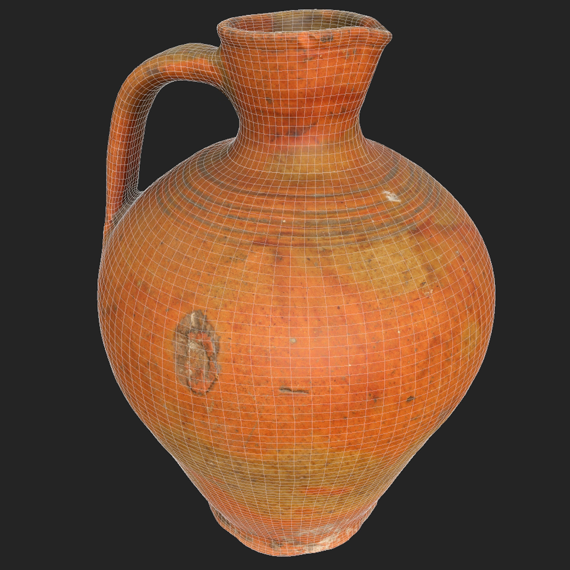 Old clay jug Low-poly 3D model_9