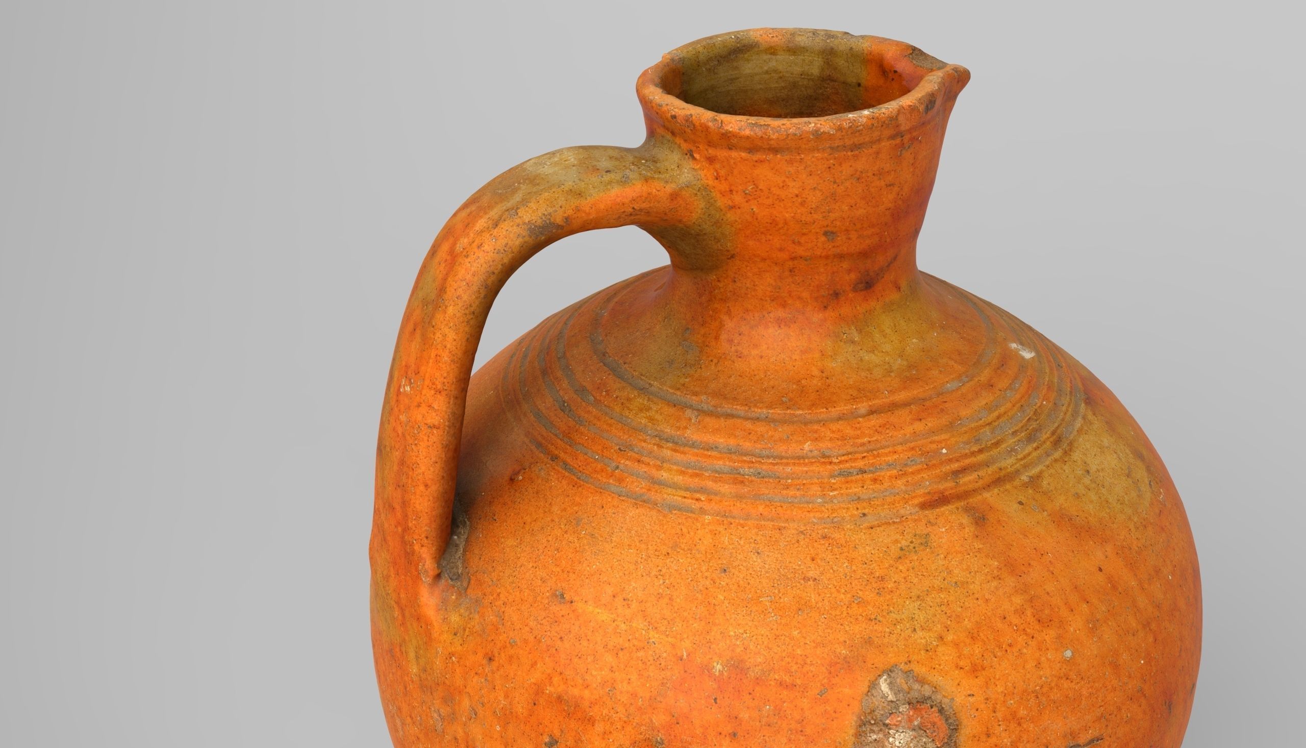 Old clay jug Low-poly 3D model_2