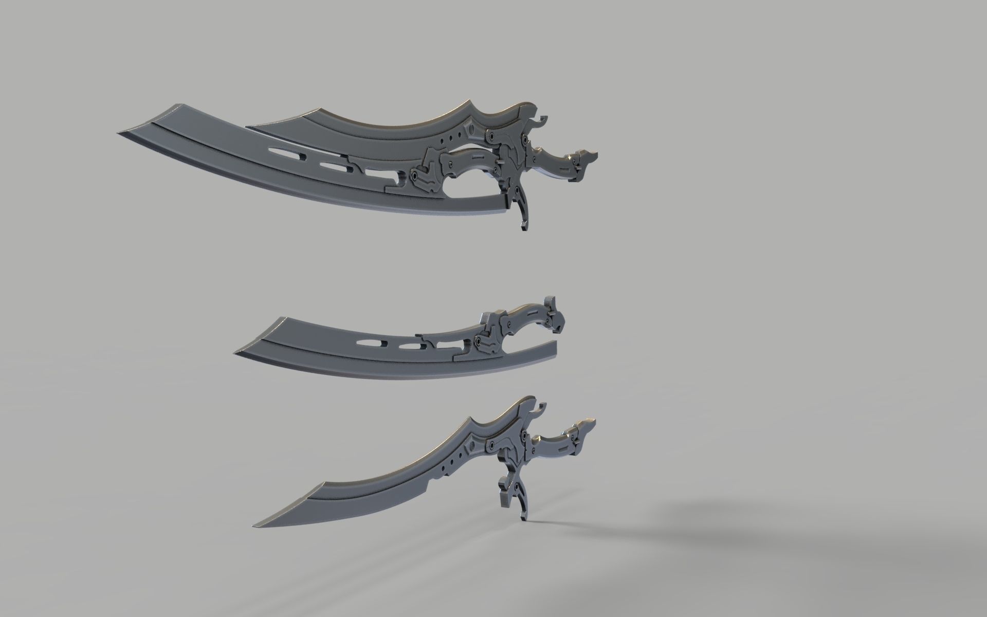 steampunk double folding sword  3D print model 3D print model_13