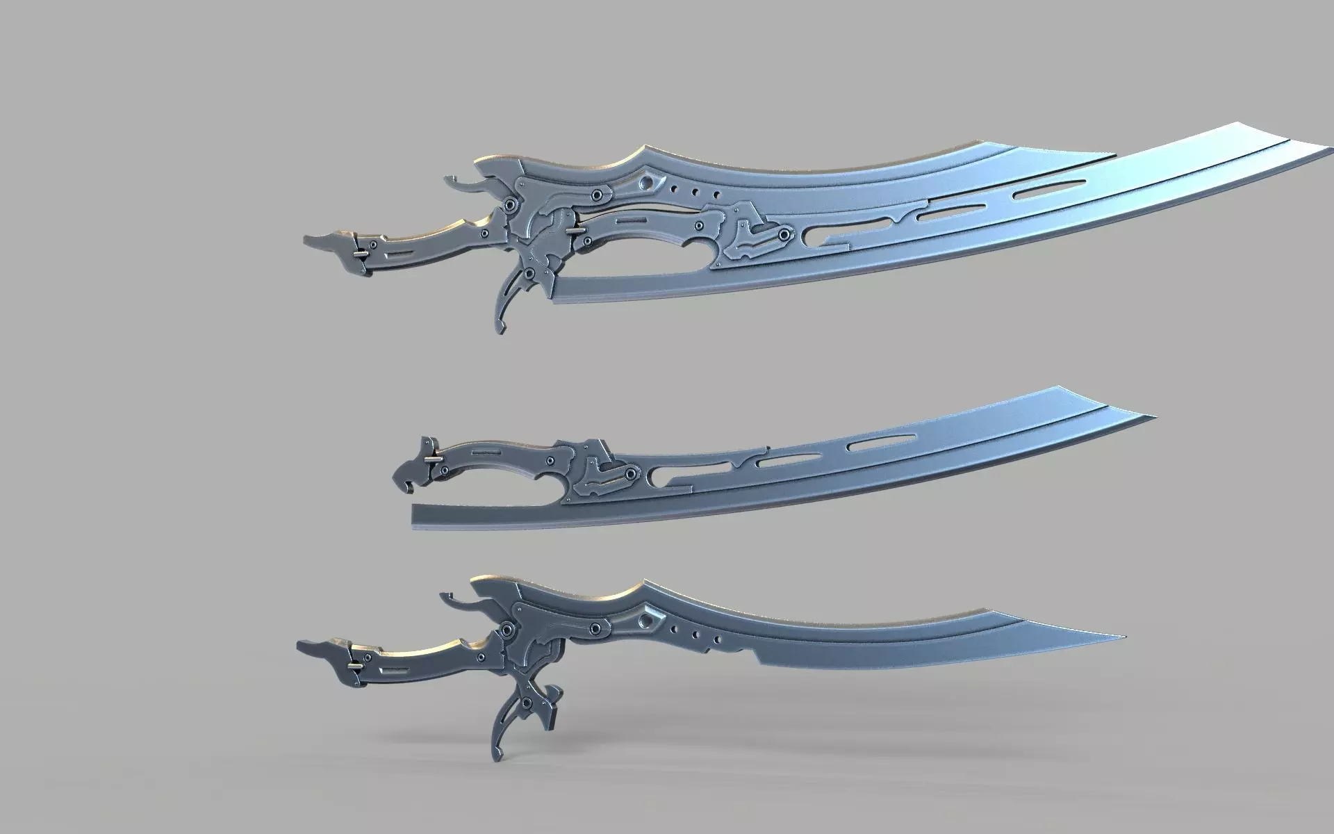 steampunk double folding sword  3D print model 3D print model_0