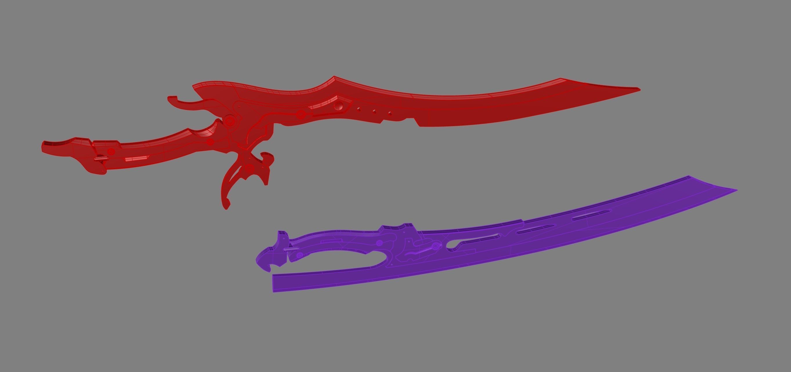 steampunk double folding sword  3D print model 3D print model_7