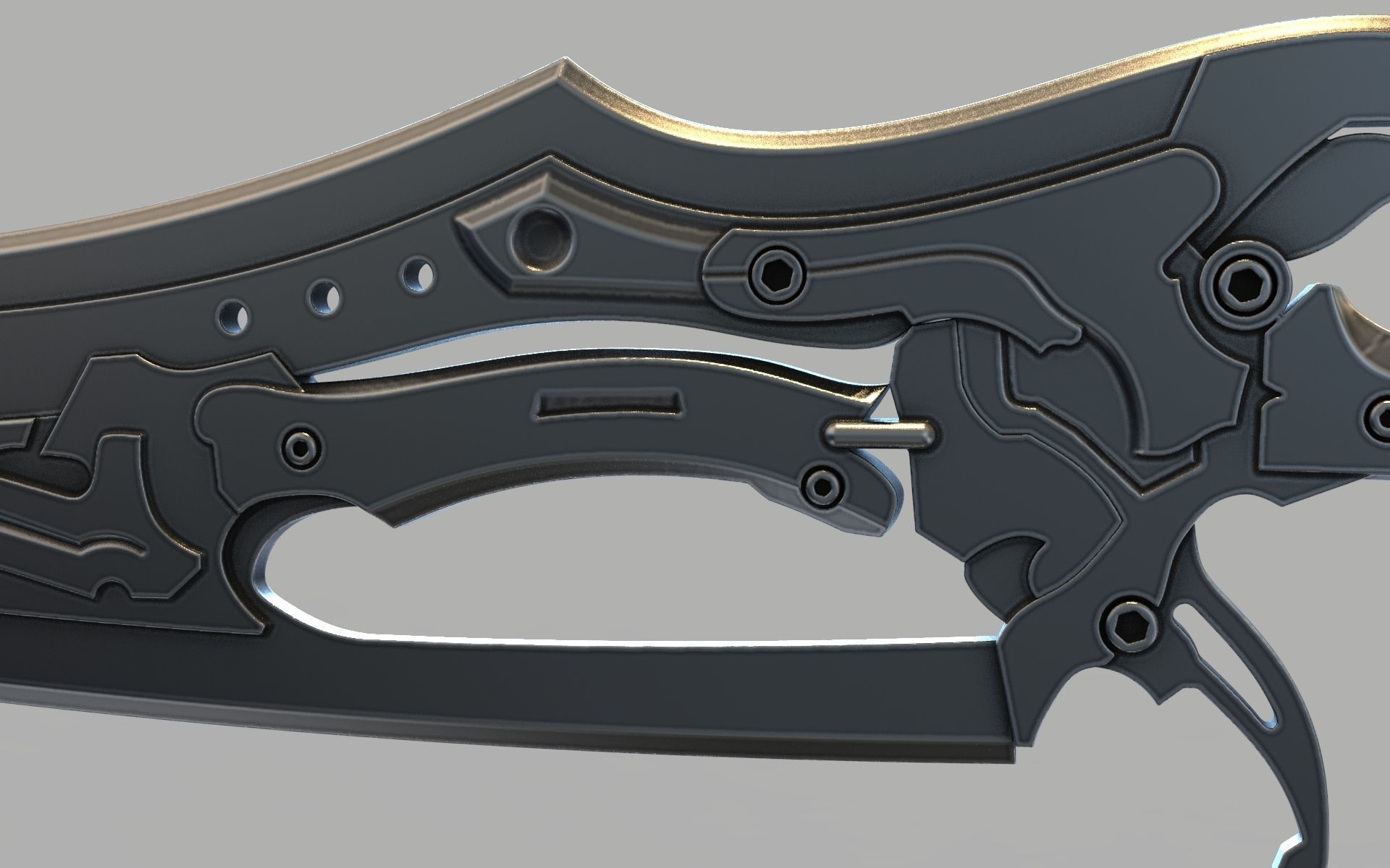 steampunk double folding sword  3D print model 3D print model_3