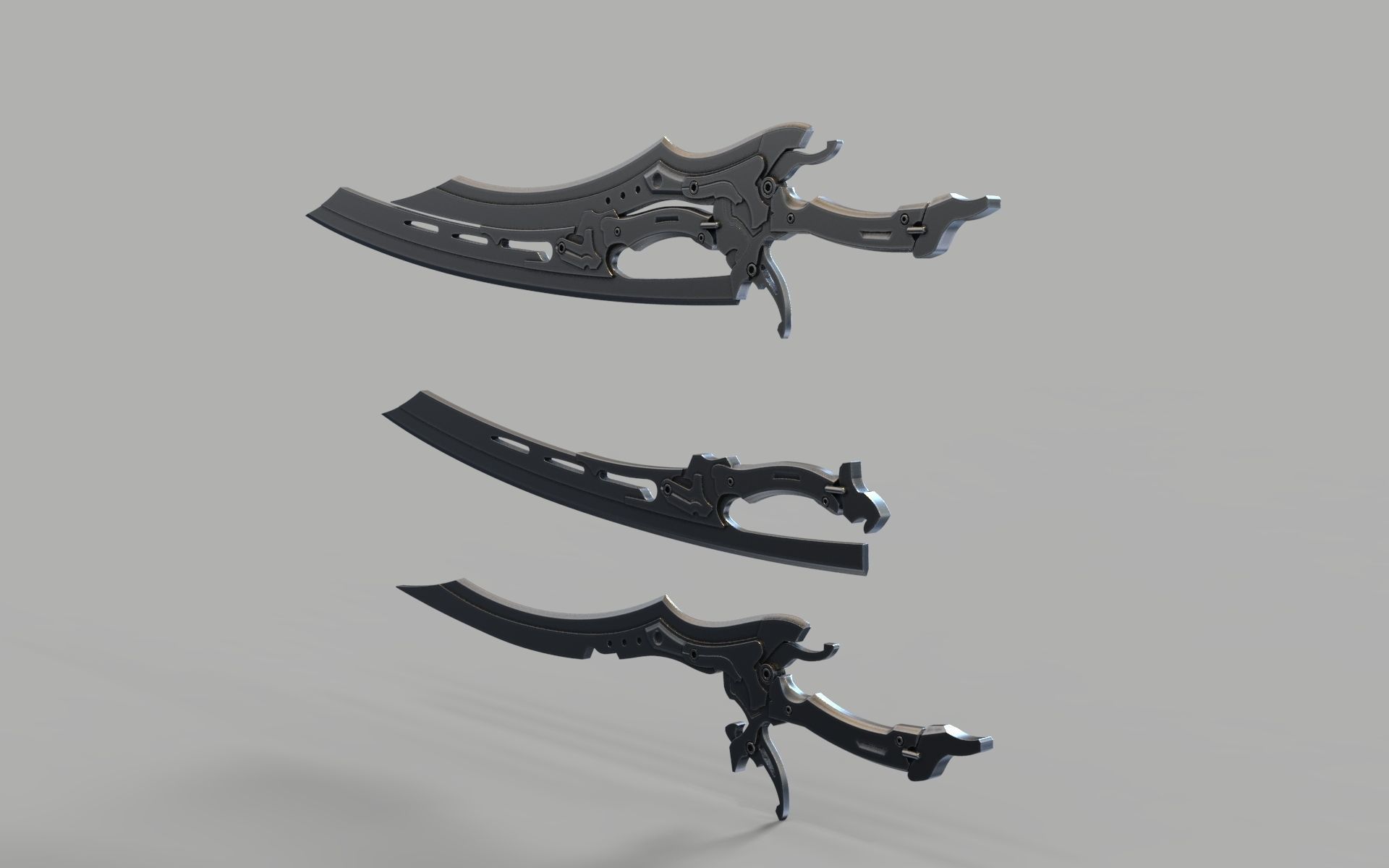 steampunk double folding sword  3D print model 3D print model_14