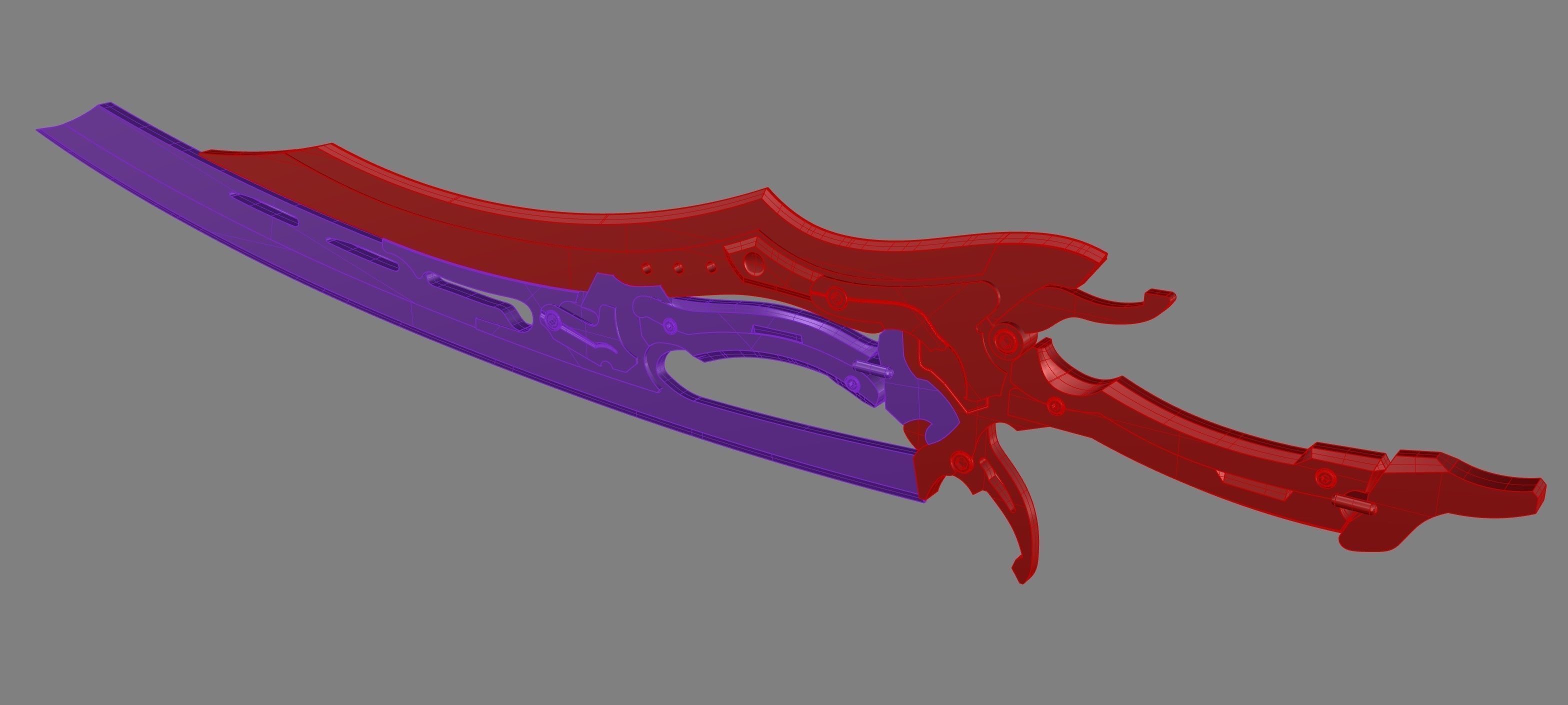 steampunk double folding sword  3D print model 3D print model_4