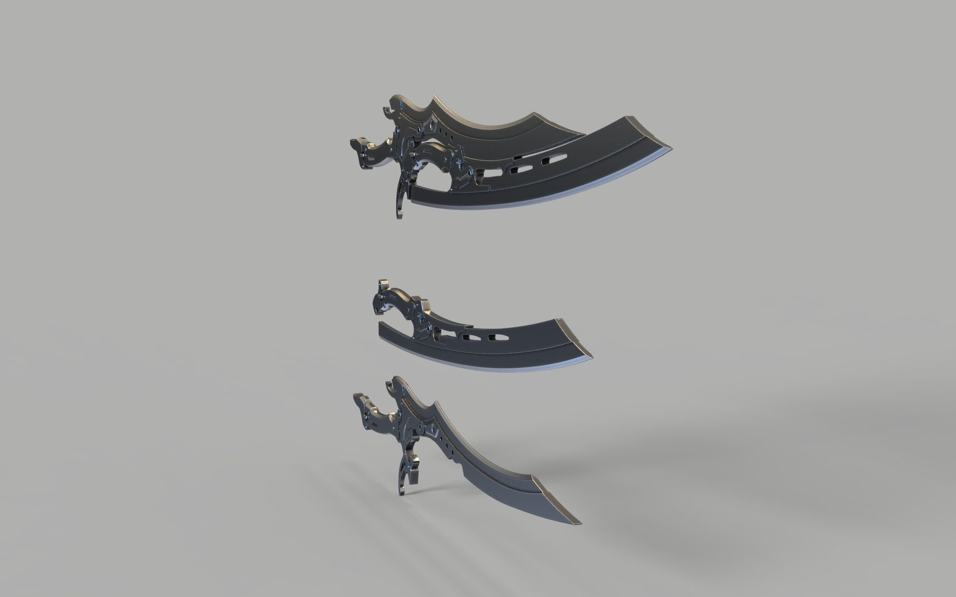 steampunk double folding sword  3D print model 3D print model_12