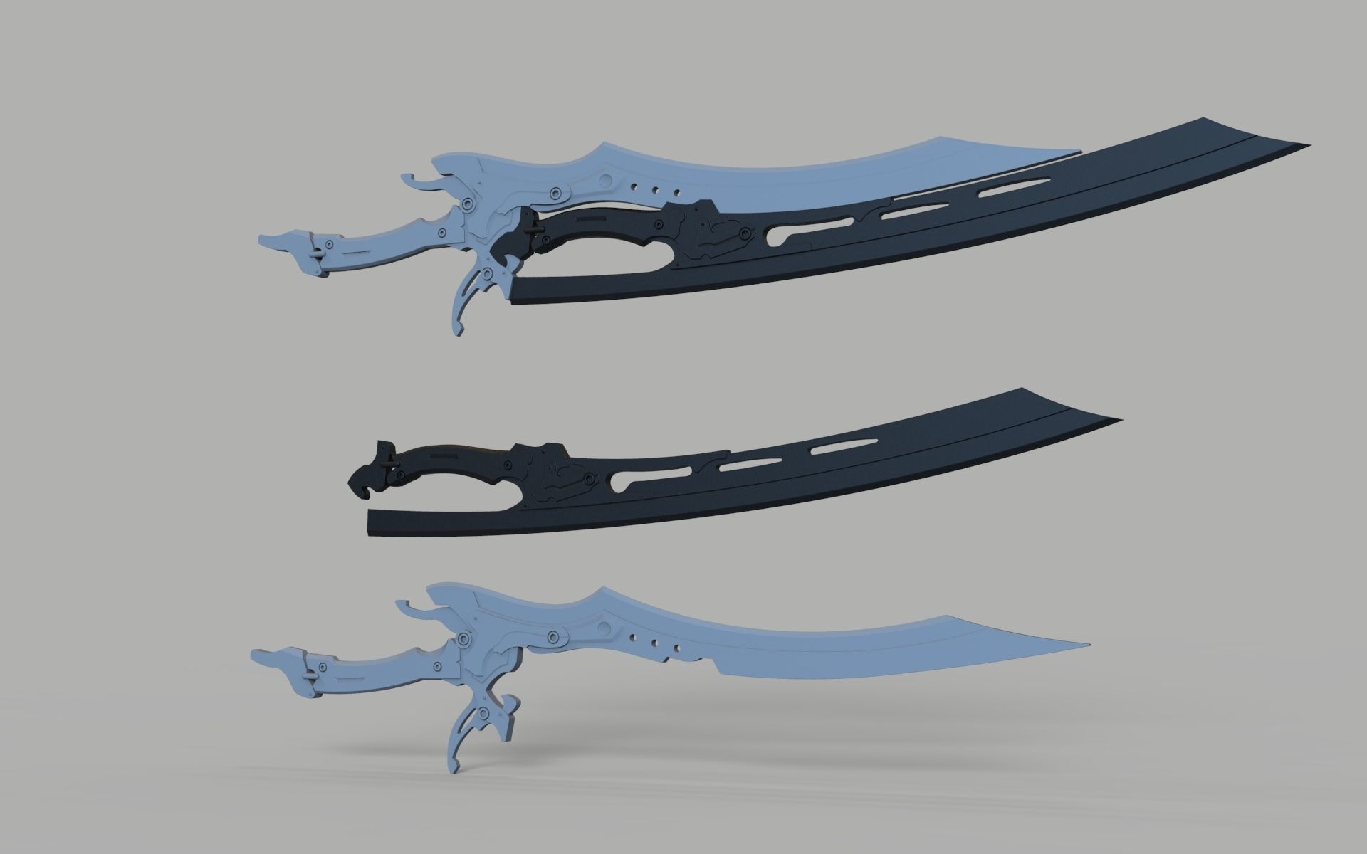 steampunk double folding sword  3D print model 3D print model_11