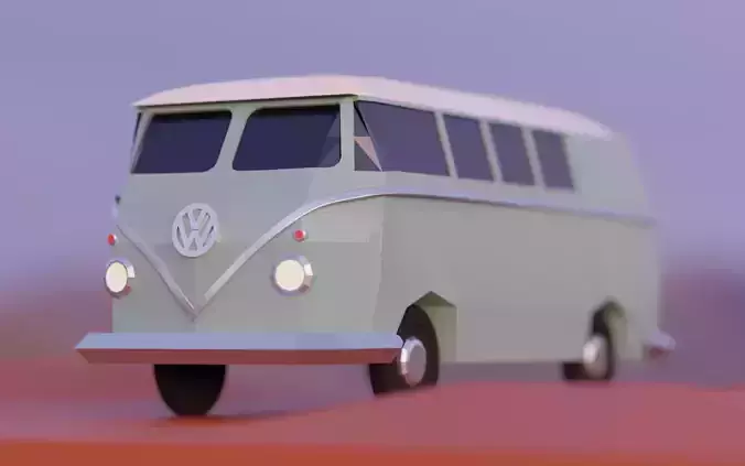 Low Poly VW Bus Van - Boho Style