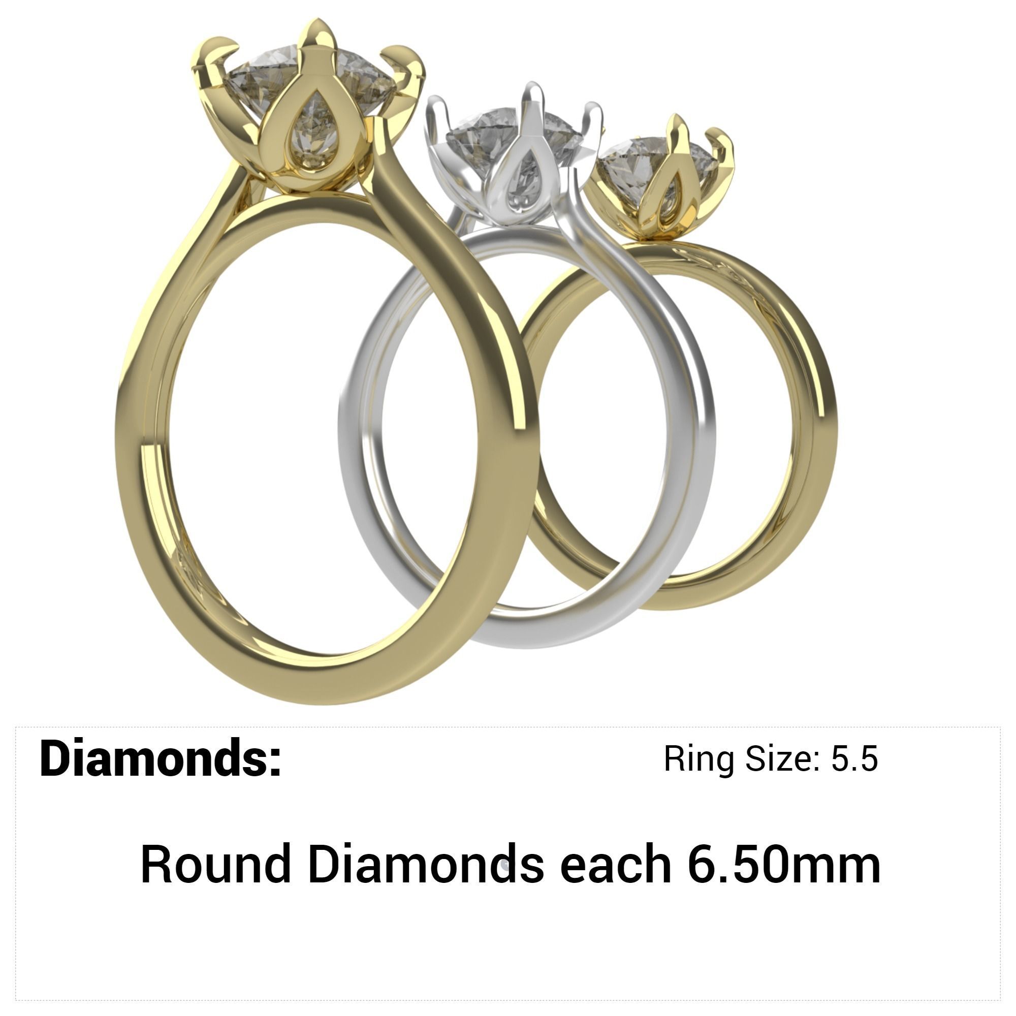 engagement wedding ring sets 9 pairs  bundle free adjusting  3D print model_8