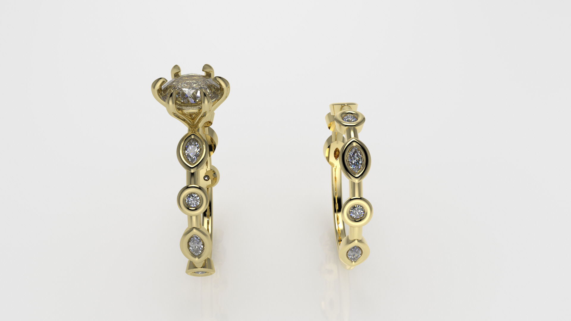 engagement wedding ring sets 9 pairs  bundle free adjusting  3D print model_42