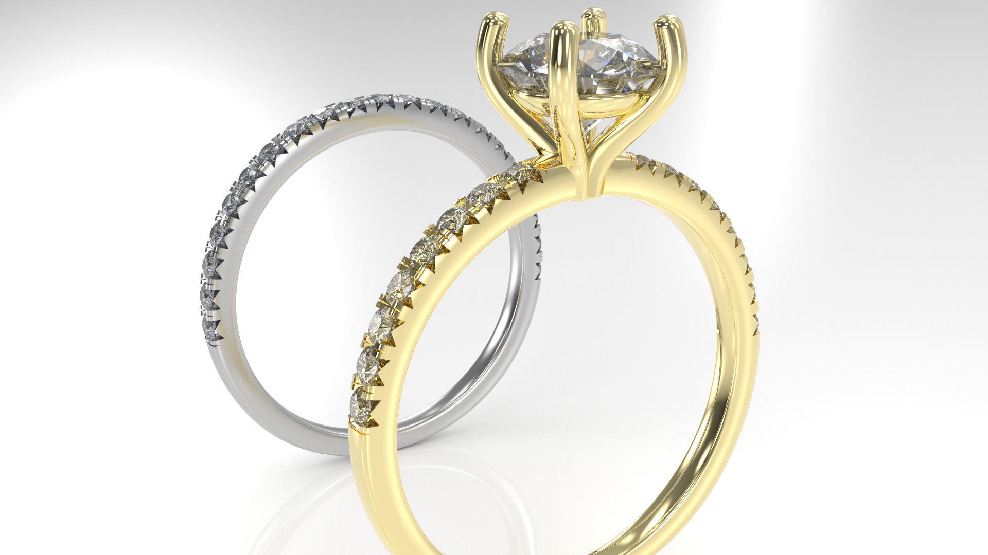 engagement wedding ring sets 9 pairs  bundle free adjusting  3D print model_23