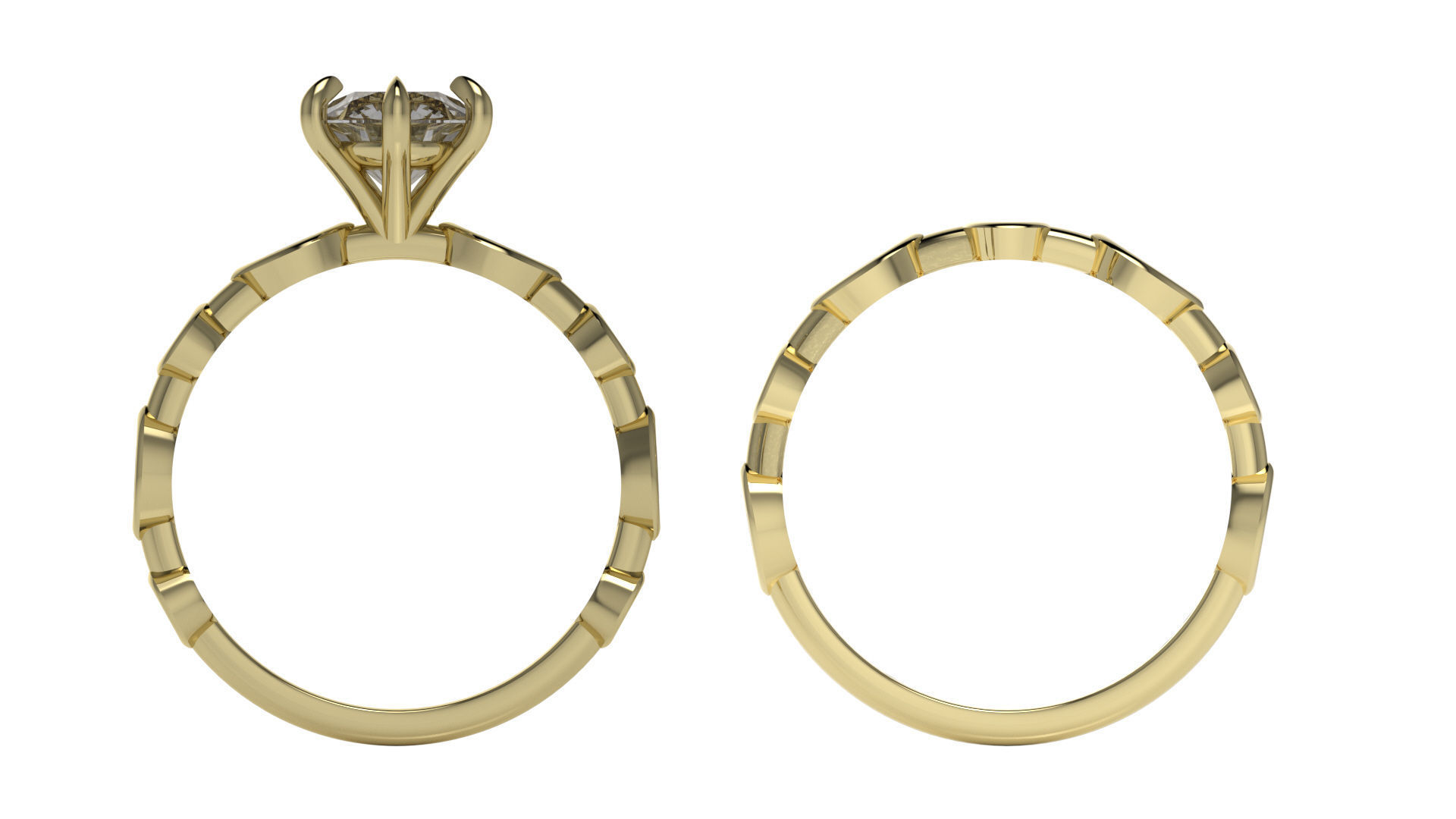 engagement wedding ring sets 9 pairs  bundle free adjusting  3D print model_41