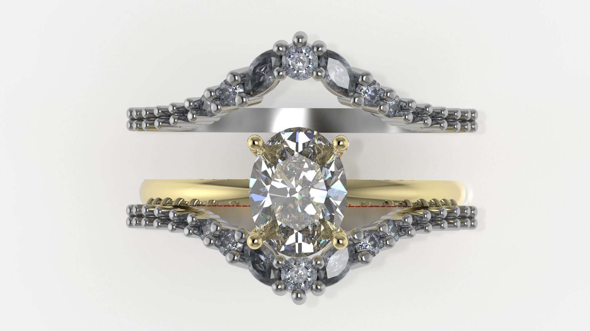 engagement wedding ring sets 9 pairs  bundle free adjusting  3D print model_13