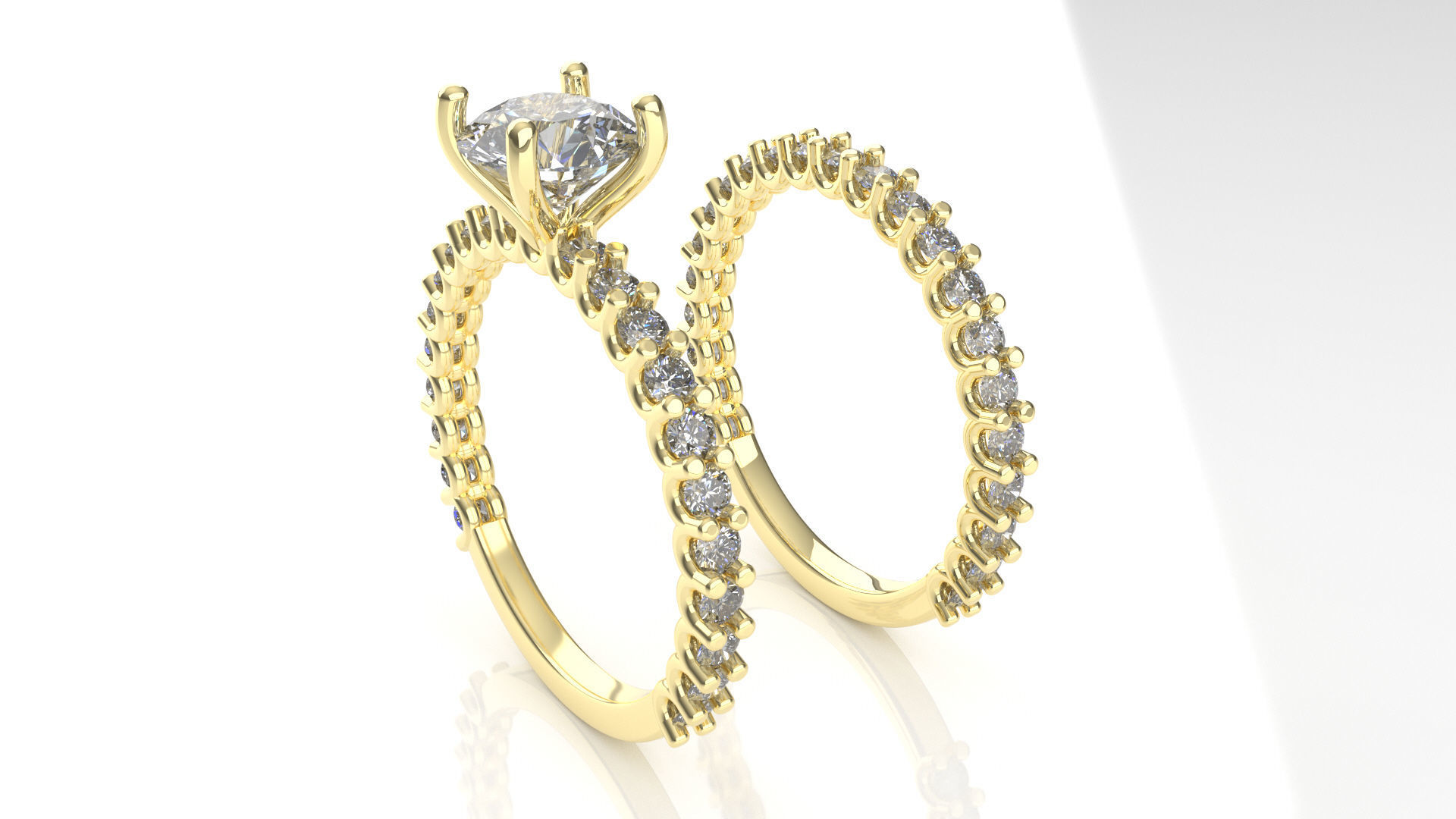 engagement wedding ring sets 9 pairs  bundle free adjusting  3D print model_38