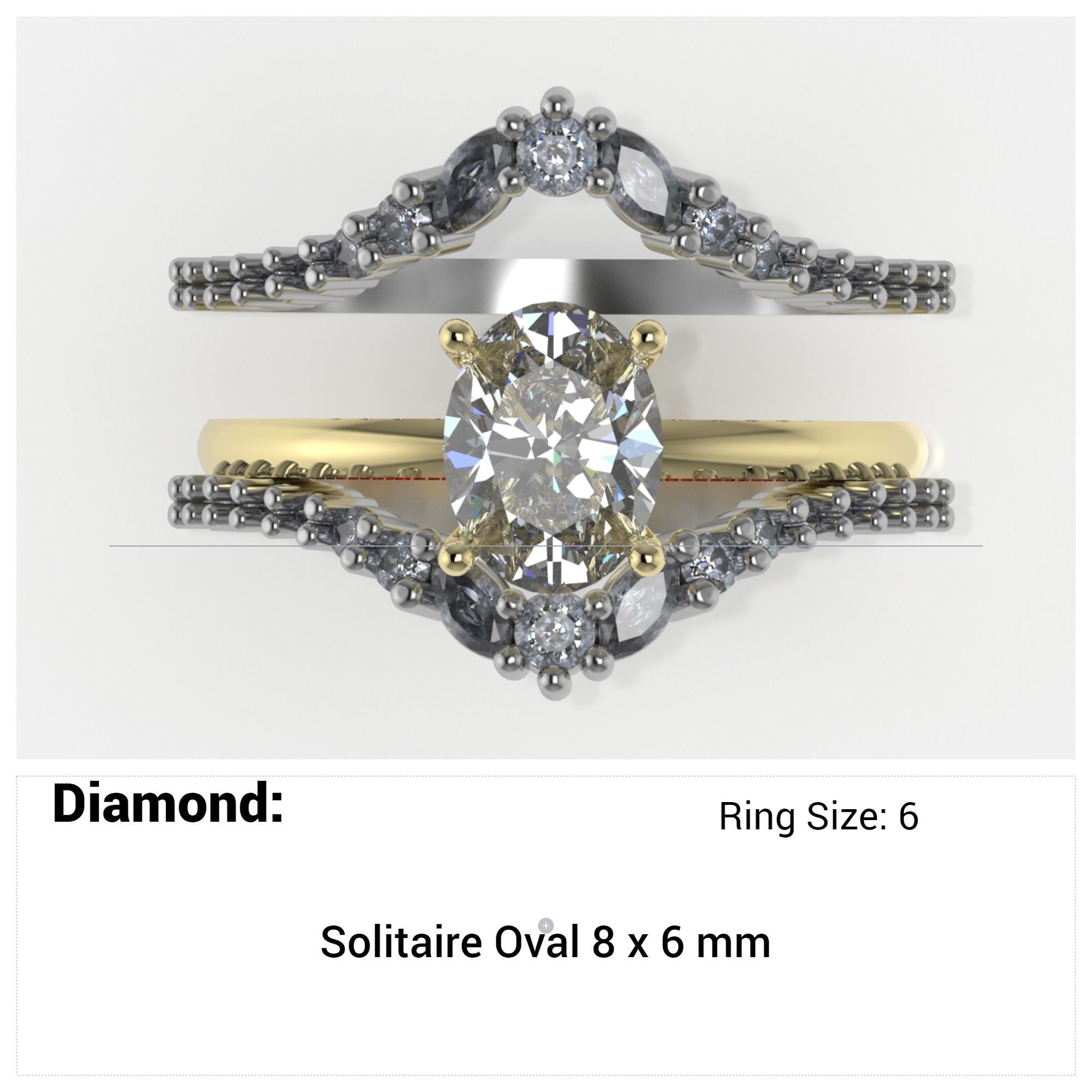 engagement wedding ring sets 9 pairs  bundle free adjusting  3D print model_2