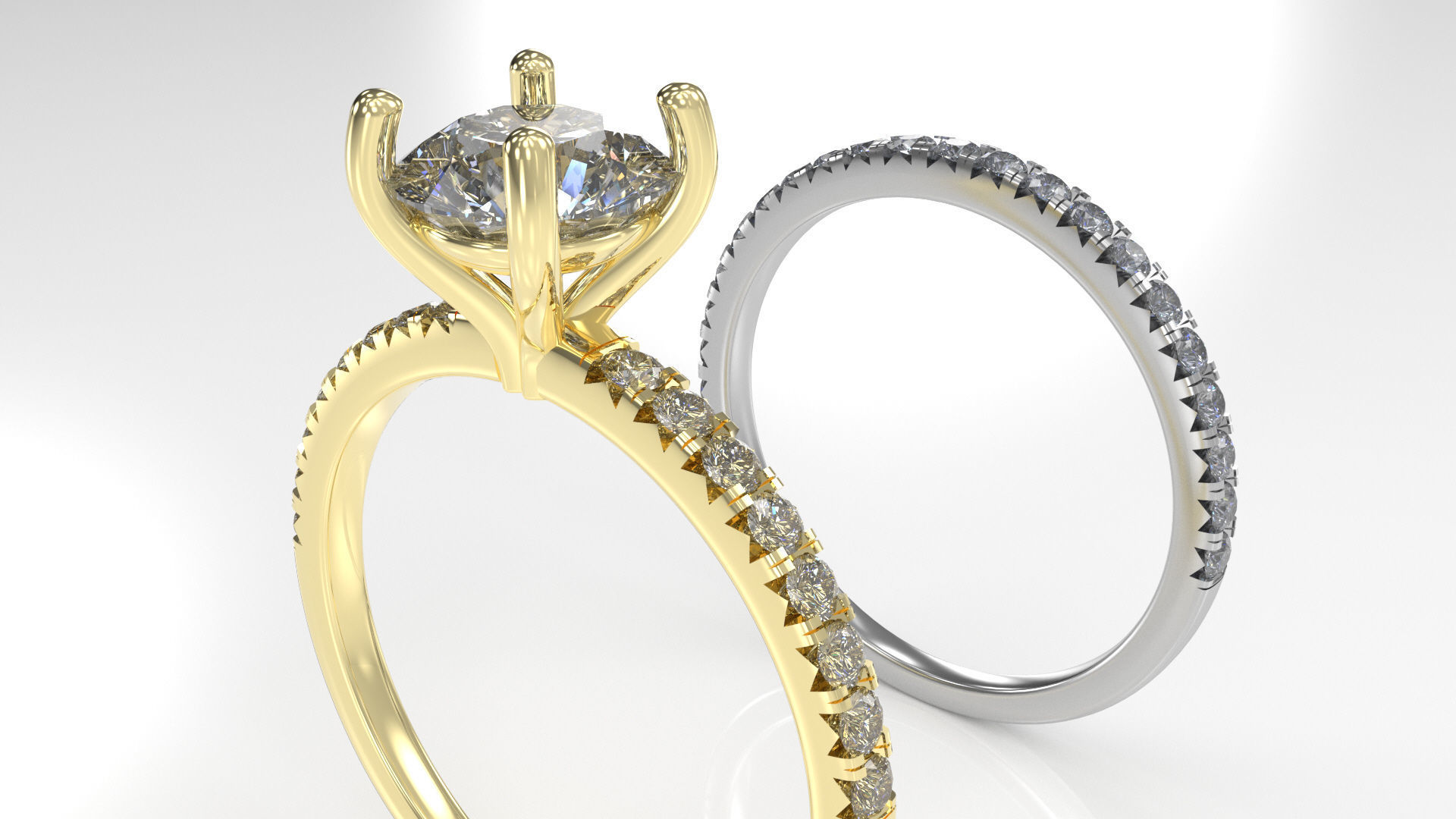 engagement wedding ring sets 9 pairs  bundle free adjusting  3D print model_26