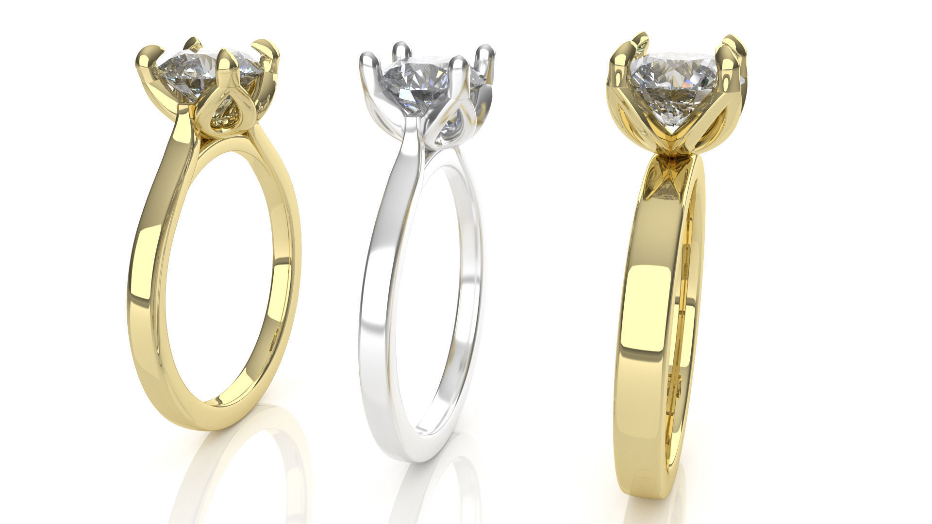 engagement wedding ring sets 9 pairs  bundle free adjusting  3D print model_28