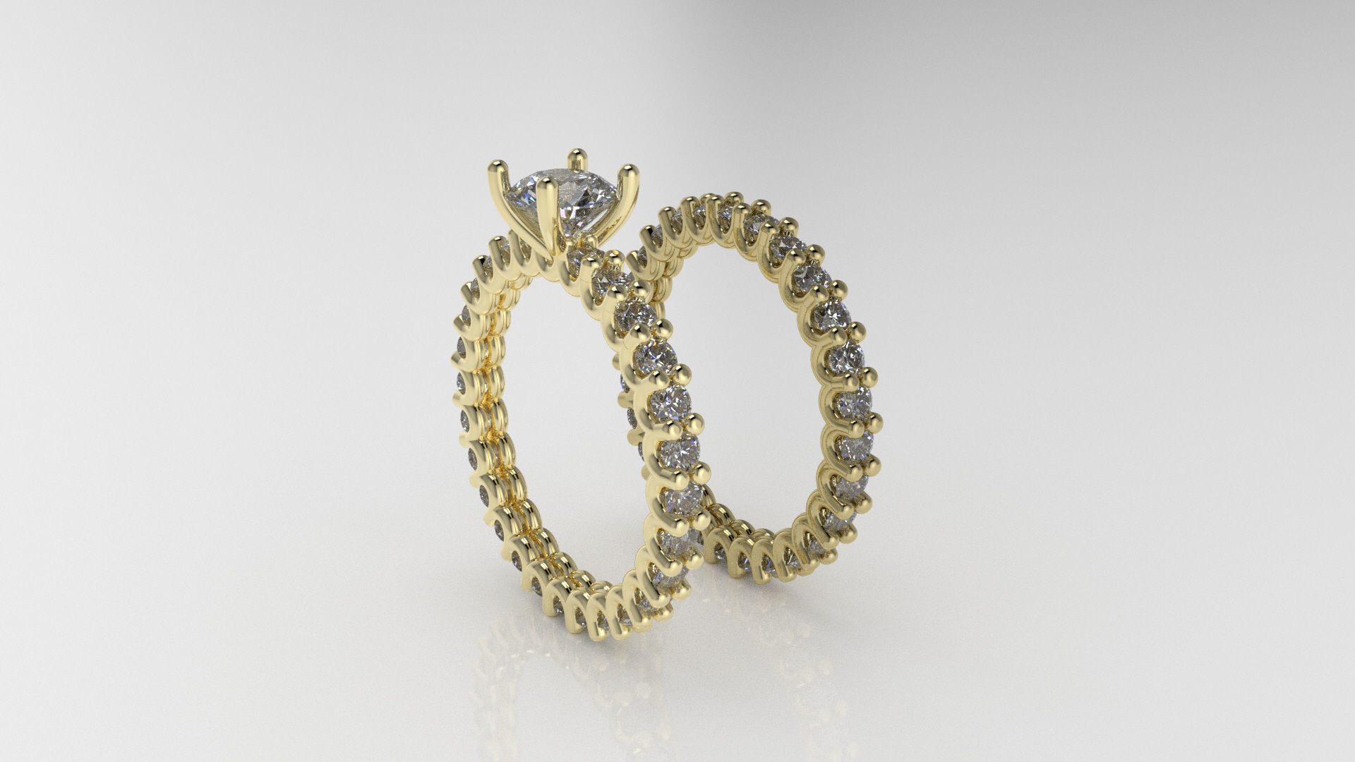 engagement wedding ring sets 9 pairs  bundle free adjusting  3D print model_46