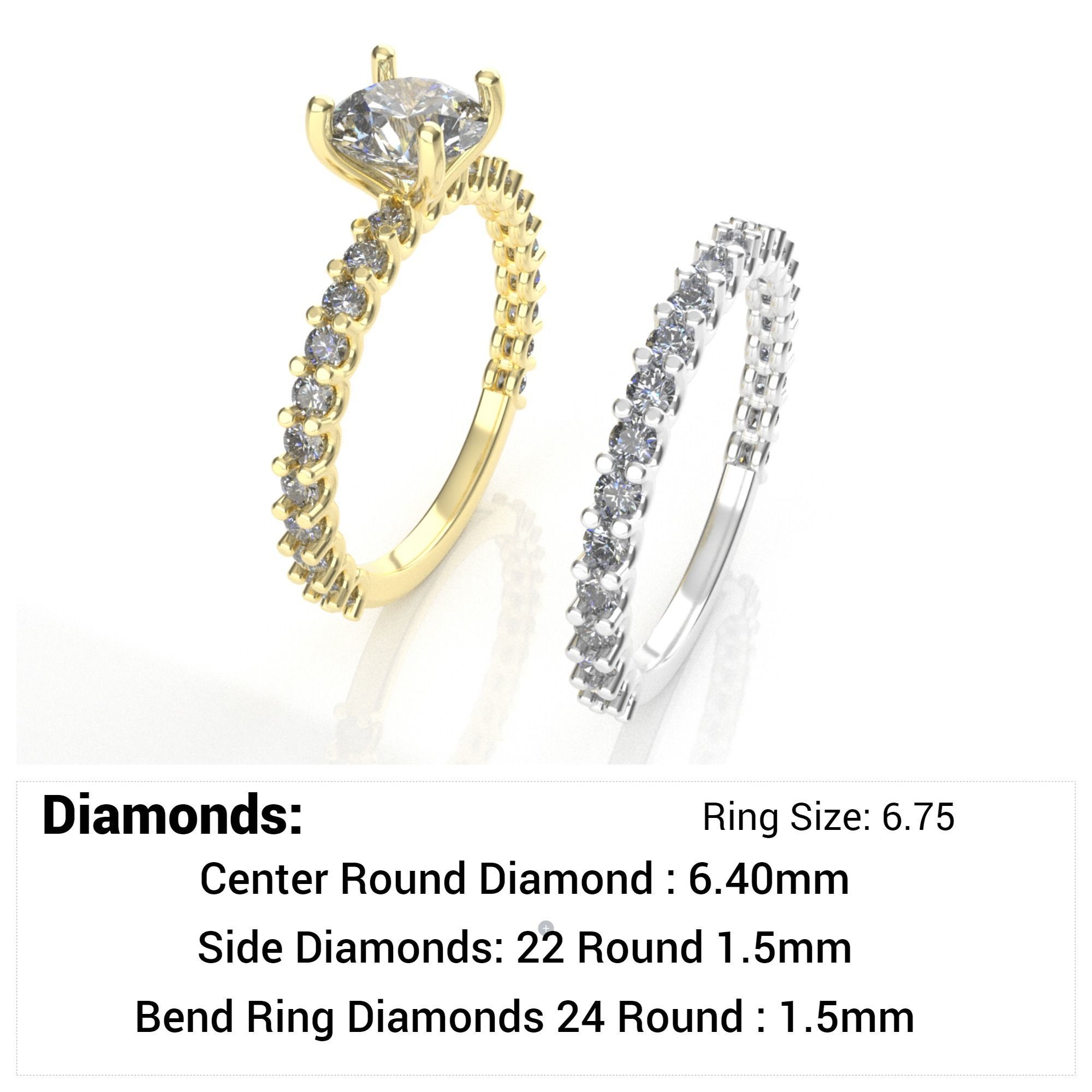 engagement wedding ring sets 9 pairs  bundle free adjusting  3D print model_7