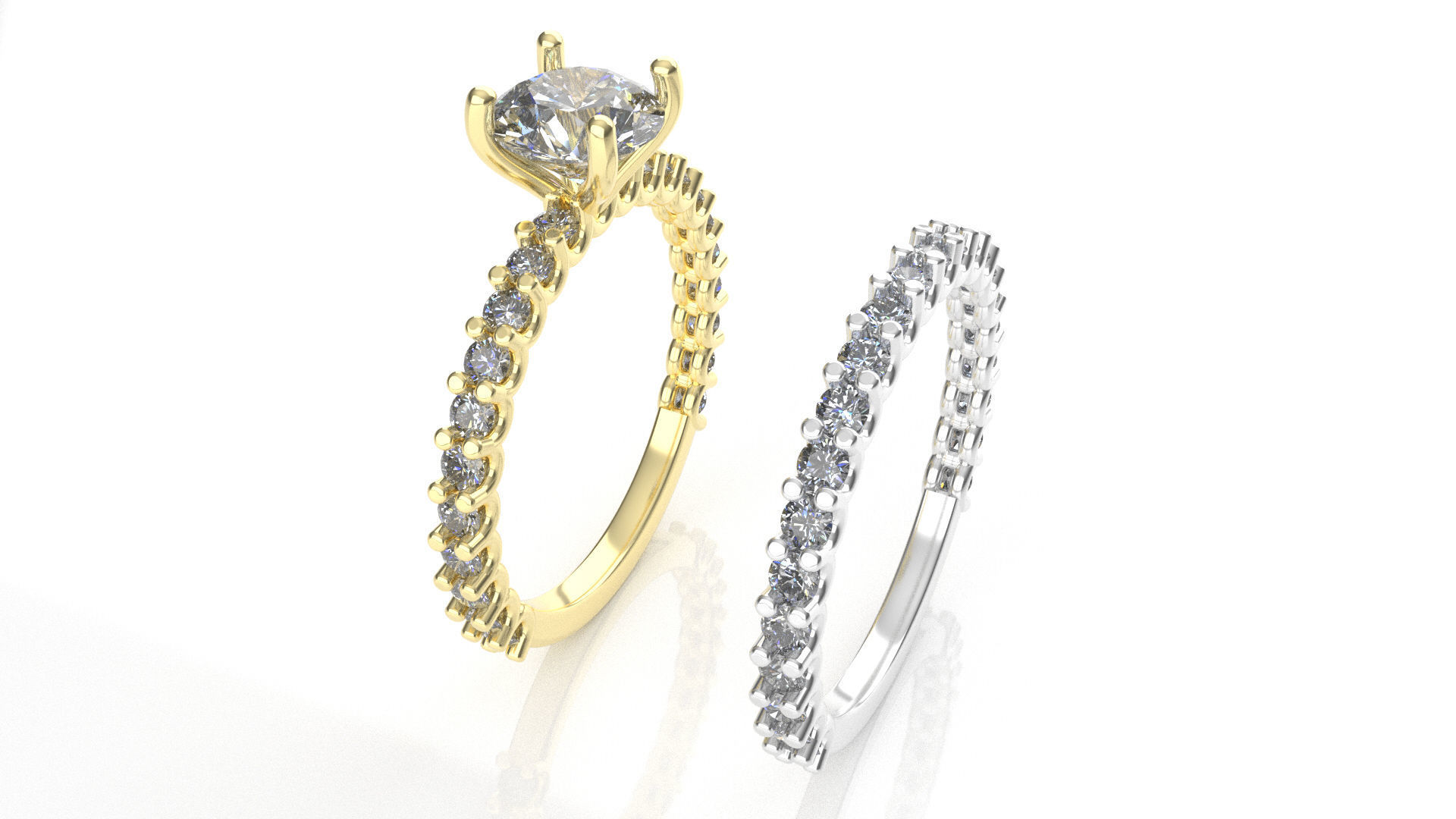 engagement wedding ring sets 9 pairs  bundle free adjusting  3D print model_37