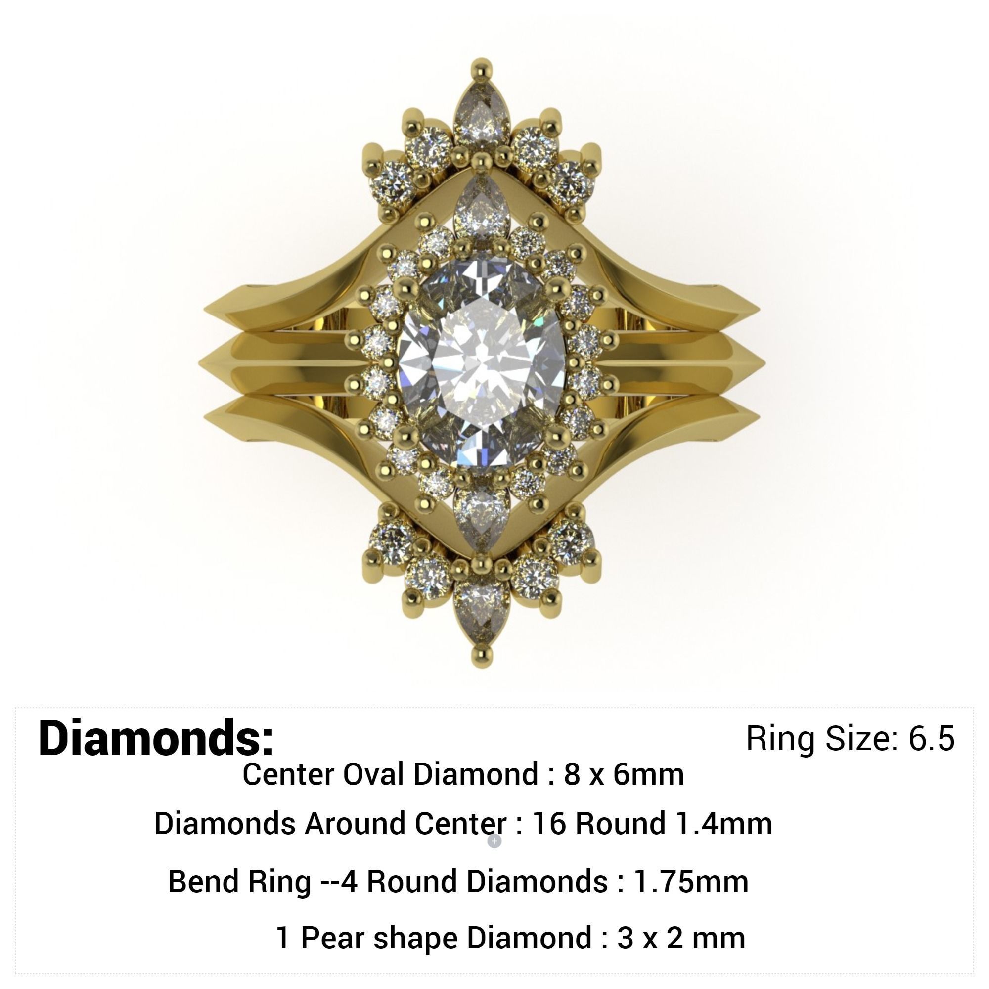 engagement wedding ring sets 9 pairs  bundle free adjusting  3D print model_9