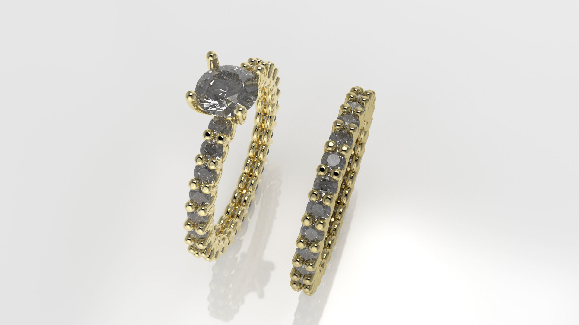 engagement wedding ring sets 9 pairs  bundle free adjusting  3D print model_49