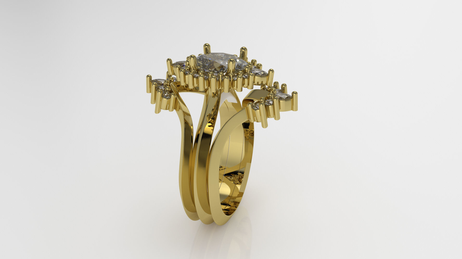 engagement wedding ring sets 9 pairs  bundle free adjusting  3D print model_19