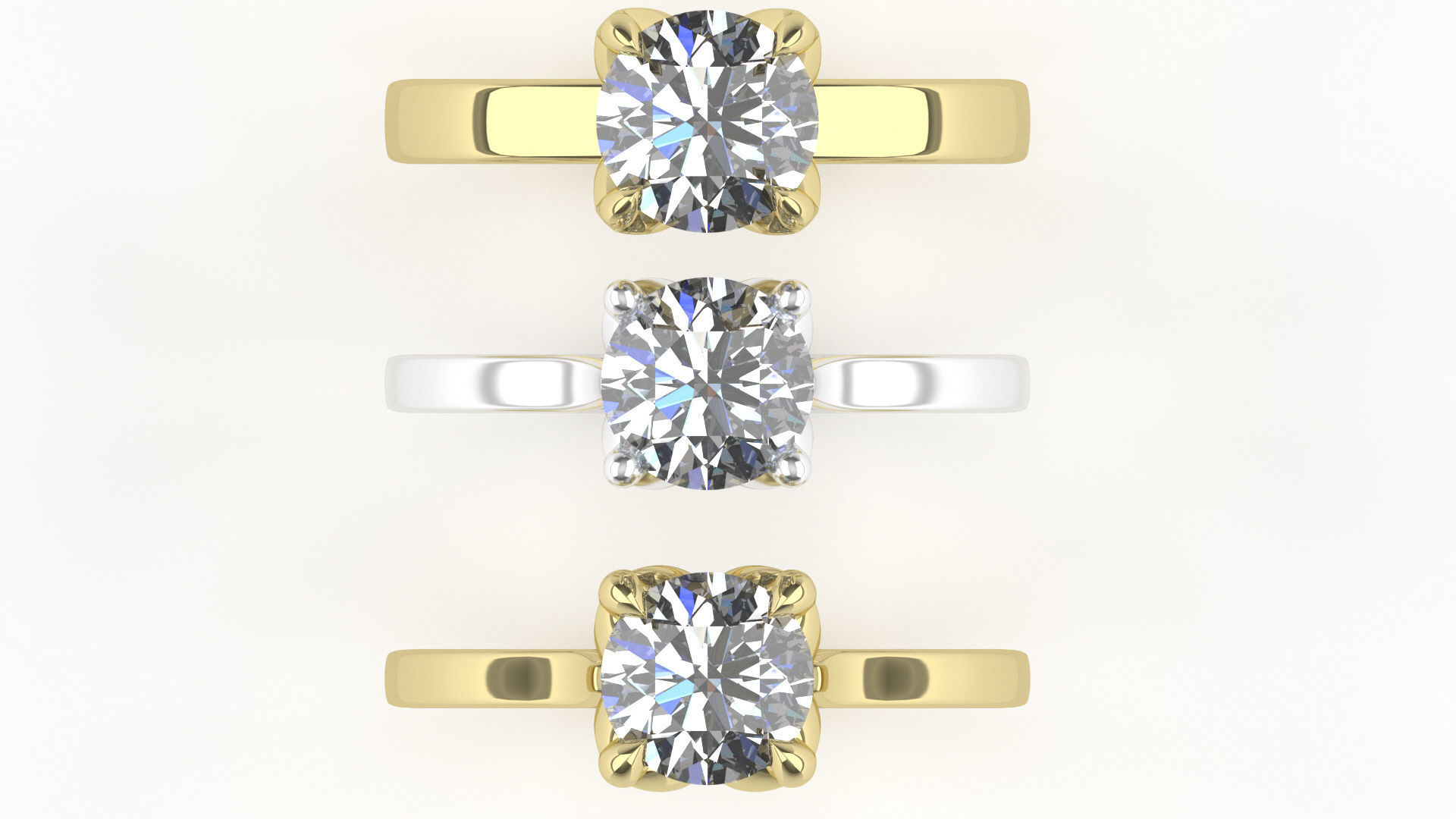 engagement wedding ring sets 9 pairs  bundle free adjusting  3D print model_32