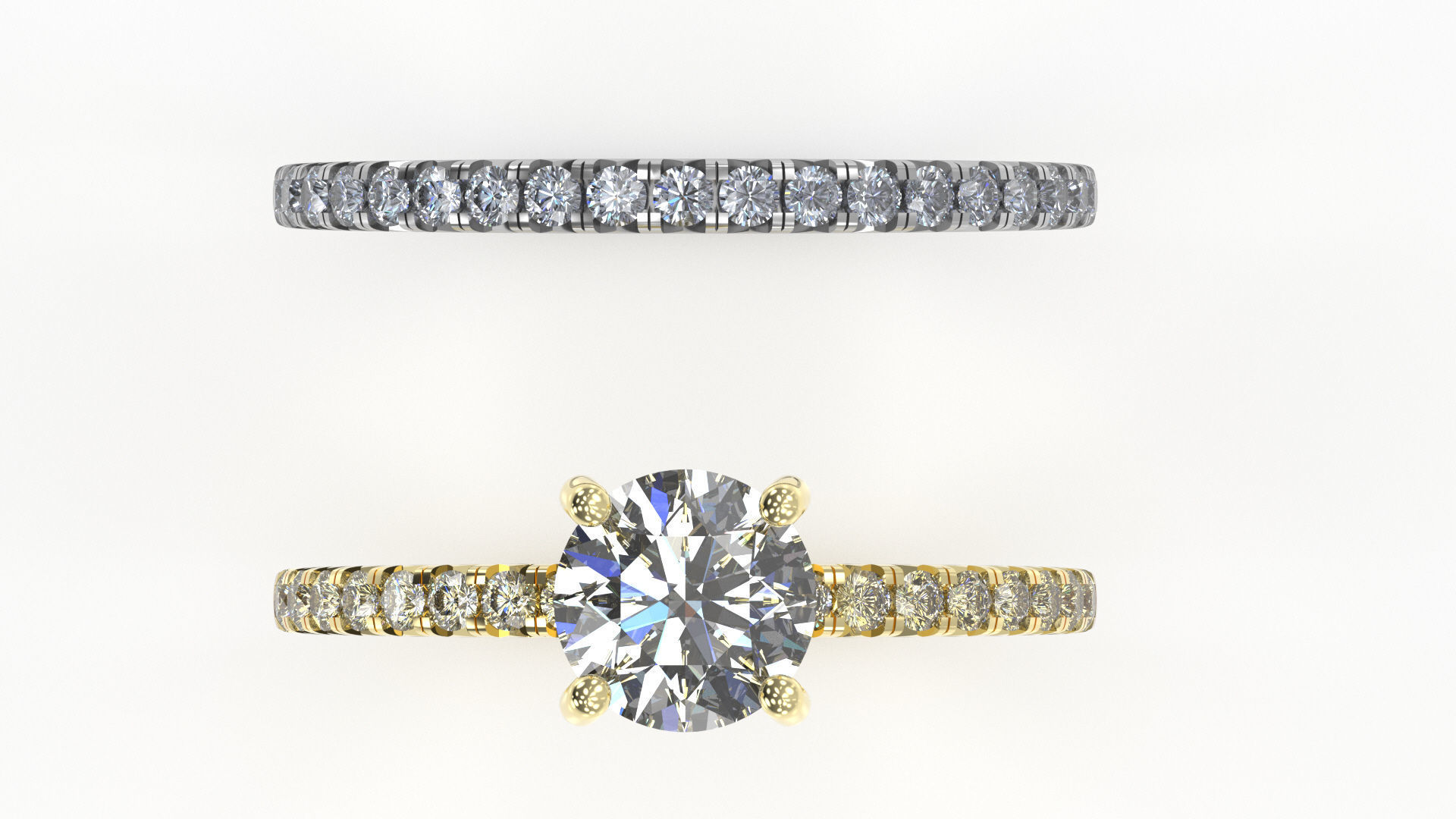 engagement wedding ring sets 9 pairs  bundle free adjusting  3D print model_25