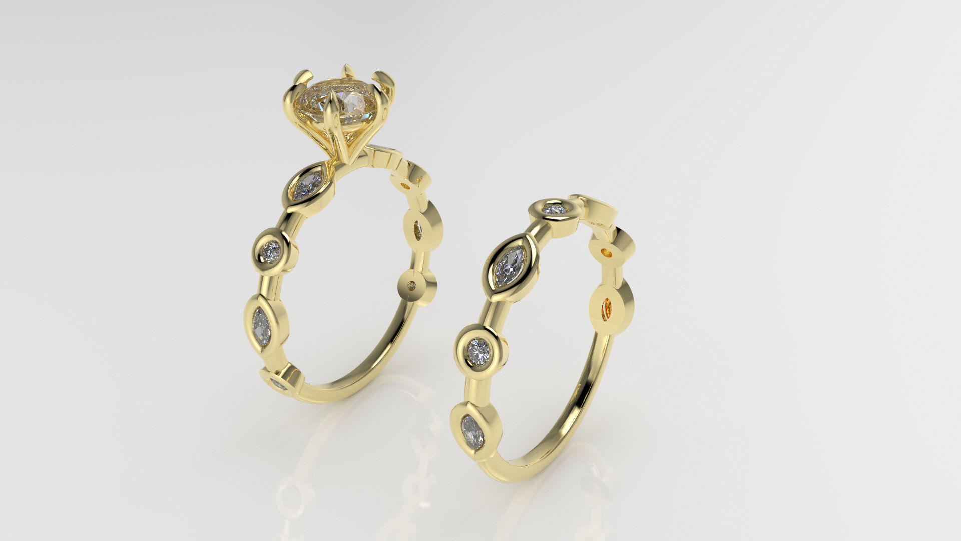 engagement wedding ring sets 9 pairs  bundle free adjusting  3D print model_44