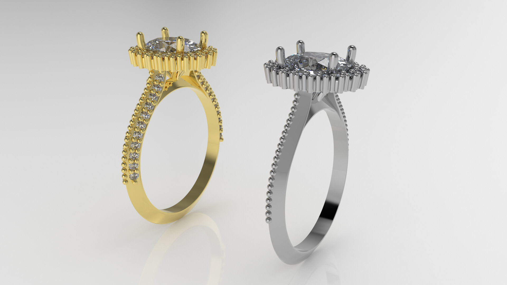 engagement wedding ring sets 9 pairs  bundle free adjusting  3D print model_54