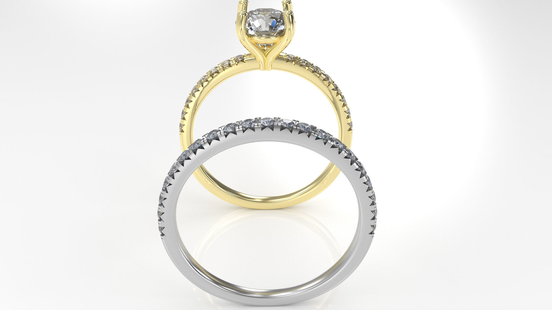 engagement wedding ring sets 9 pairs  bundle free adjusting  3D print model_22