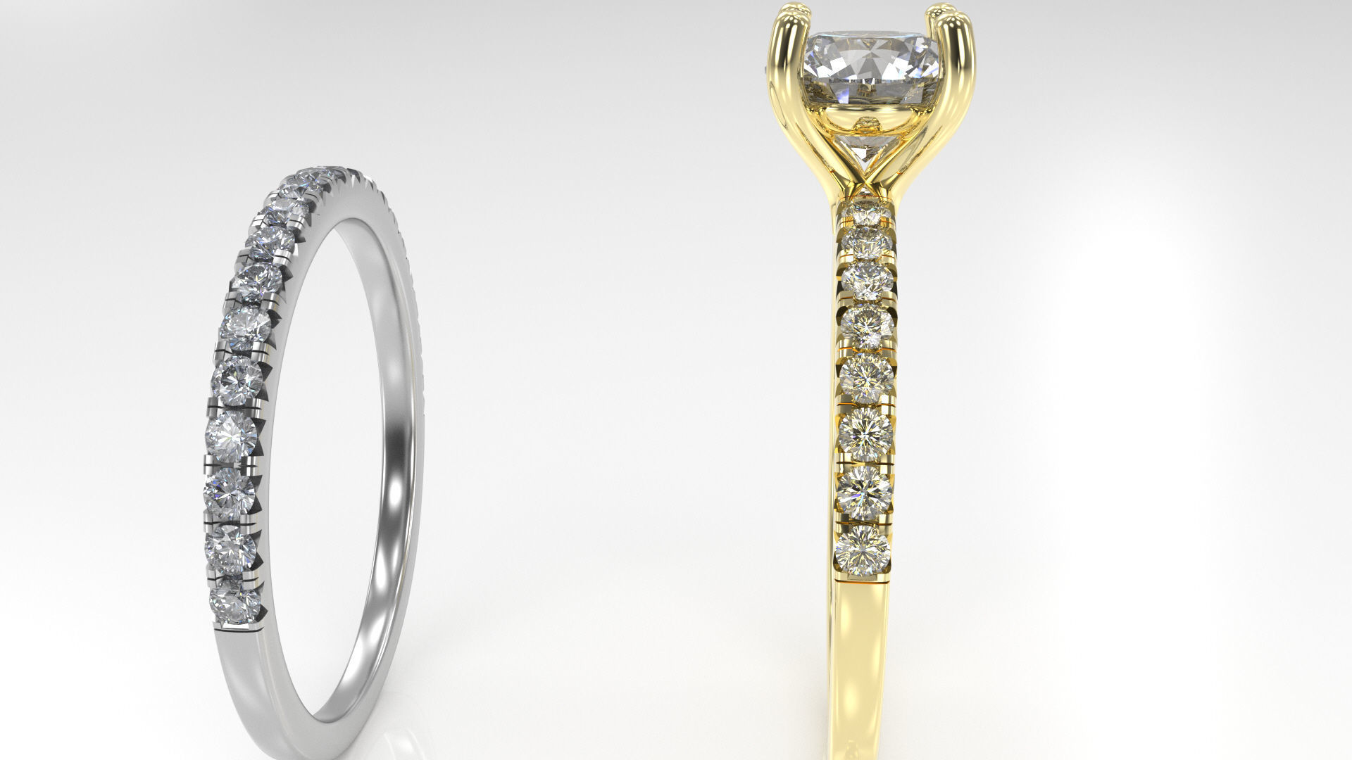 engagement wedding ring sets 9 pairs  bundle free adjusting  3D print model_24