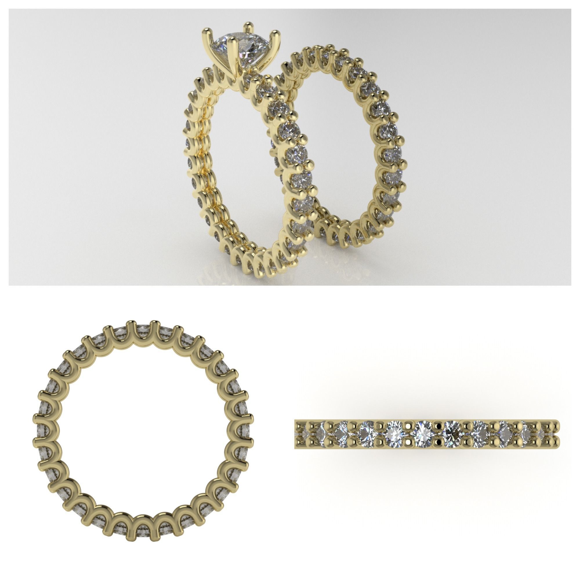 engagement wedding ring sets 9 pairs  bundle free adjusting  3D print model_45