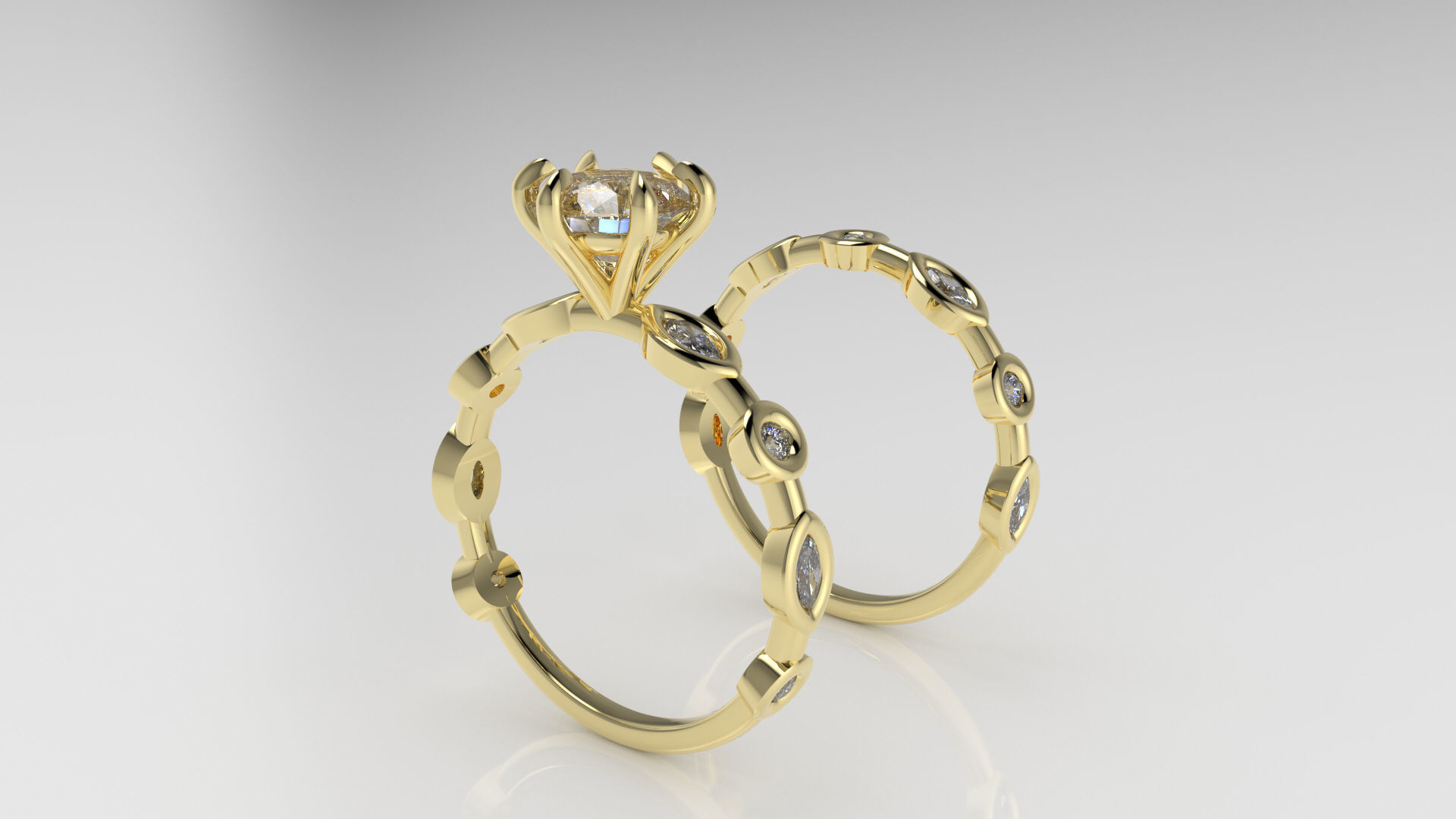 engagement wedding ring sets 9 pairs  bundle free adjusting  3D print model_43