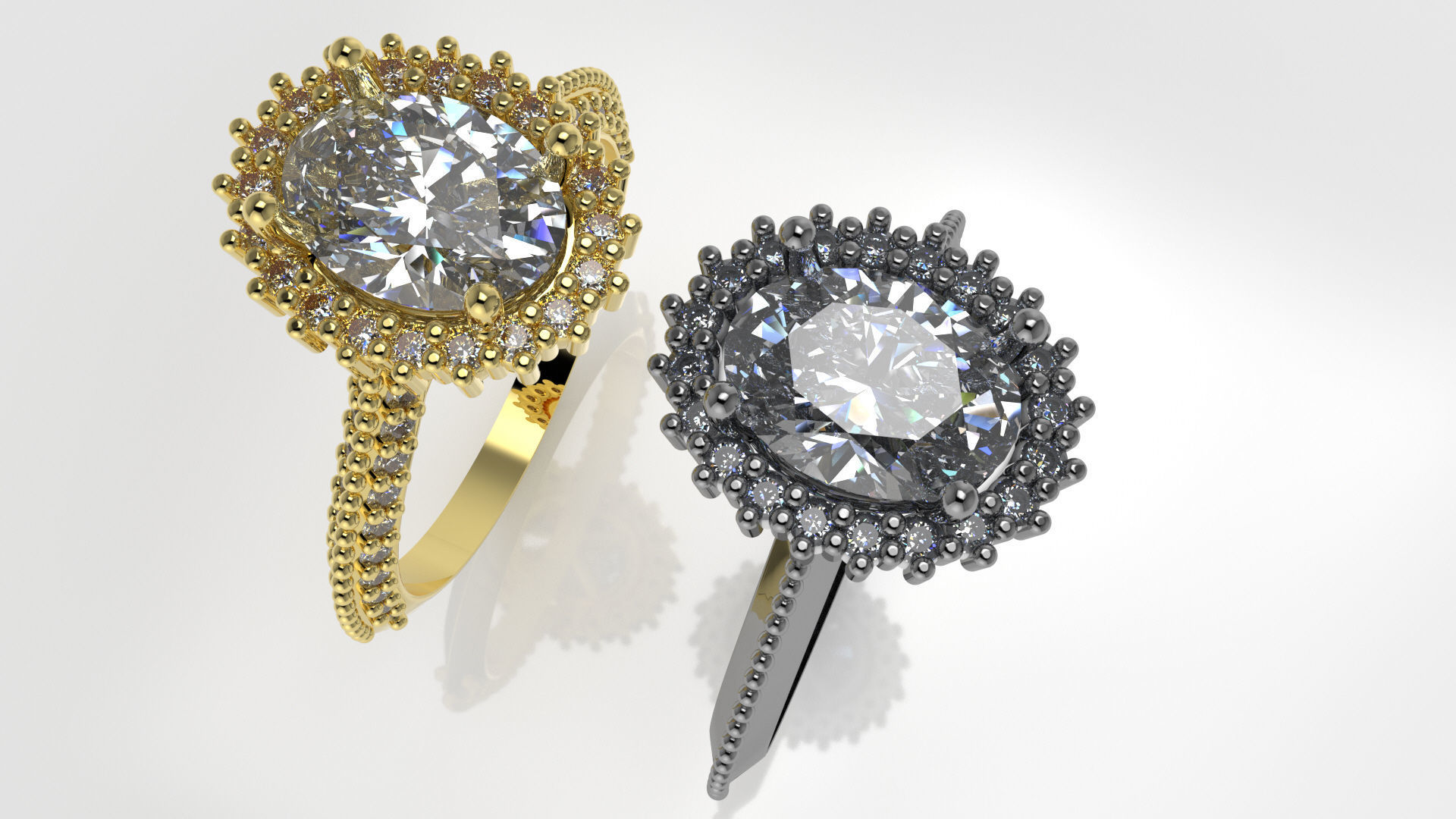 engagement wedding ring sets 9 pairs  bundle free adjusting  3D print model_52