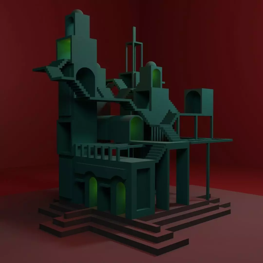 Temple 1 - Lost Temple Low-poly 3D model_0