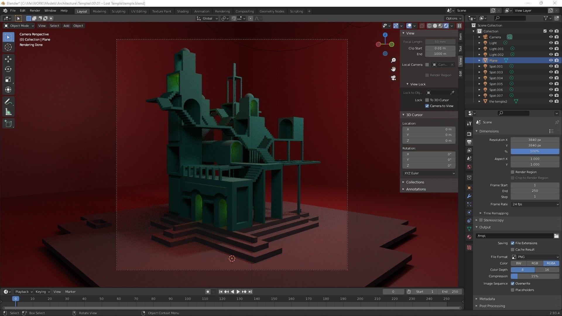 Temple 1 - Lost Temple Low-poly 3D model_1