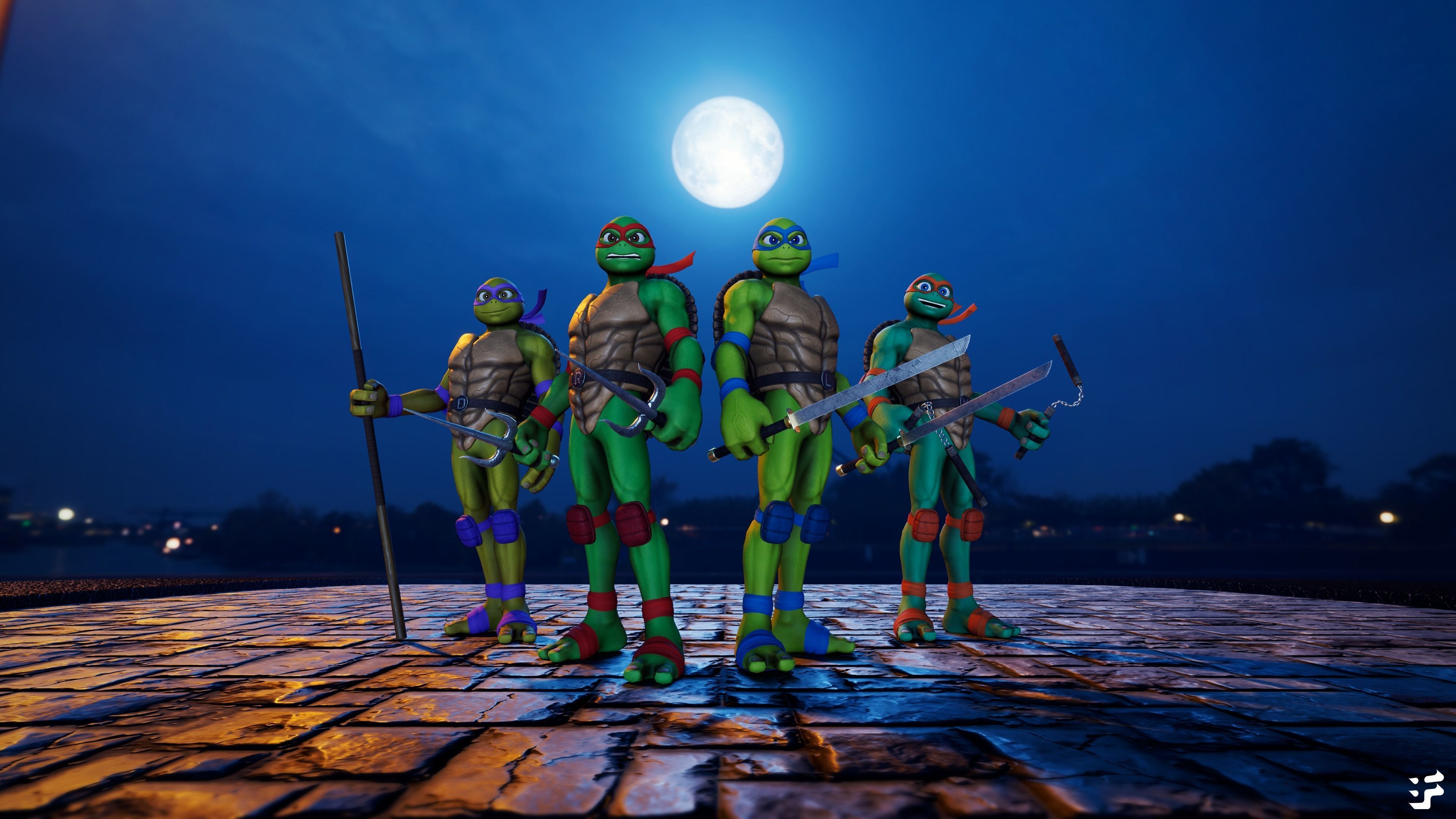 Michelangelo Ninja Turtle Low-poly 3D model_1
