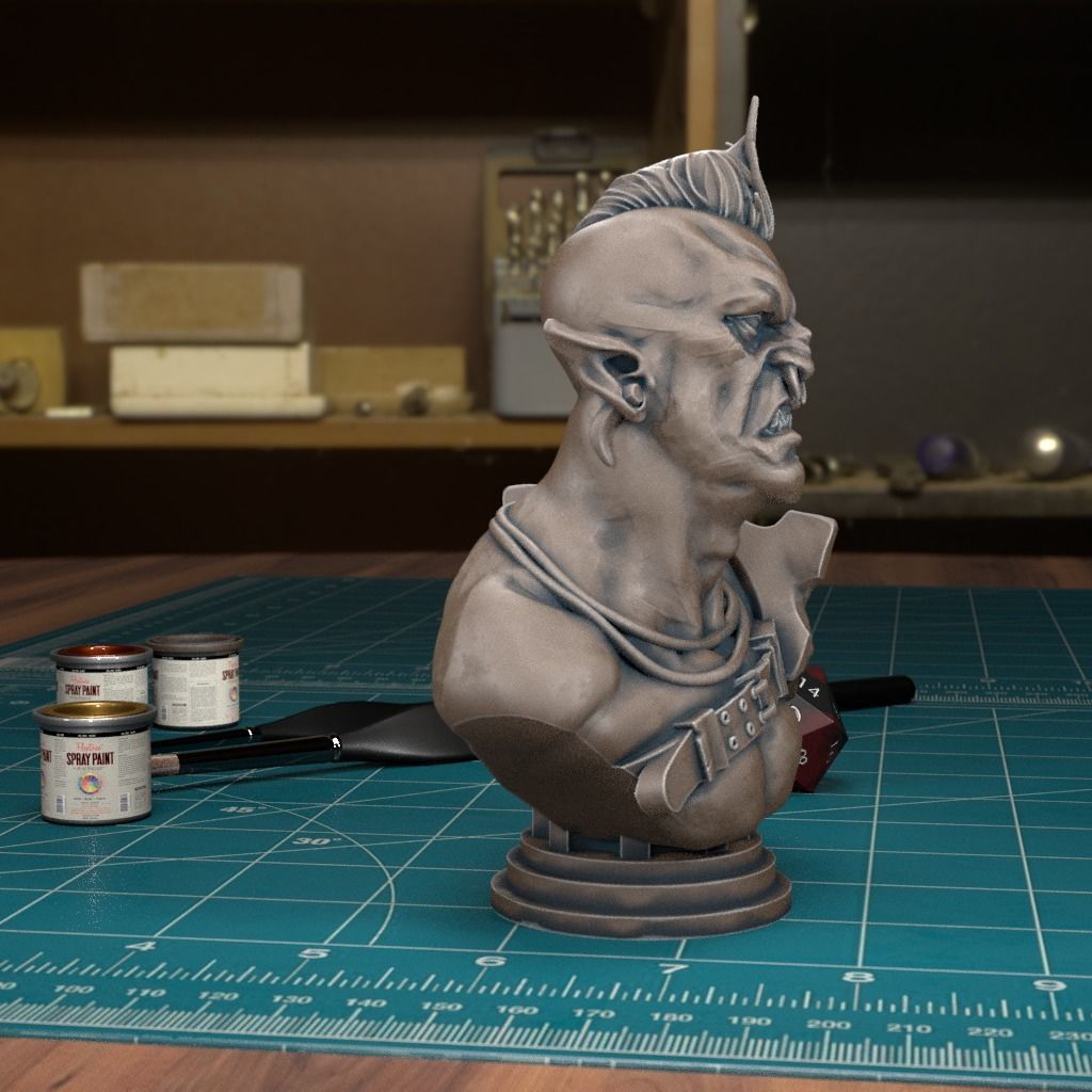 Orc Bust - Pre-Supported 3D print model_1