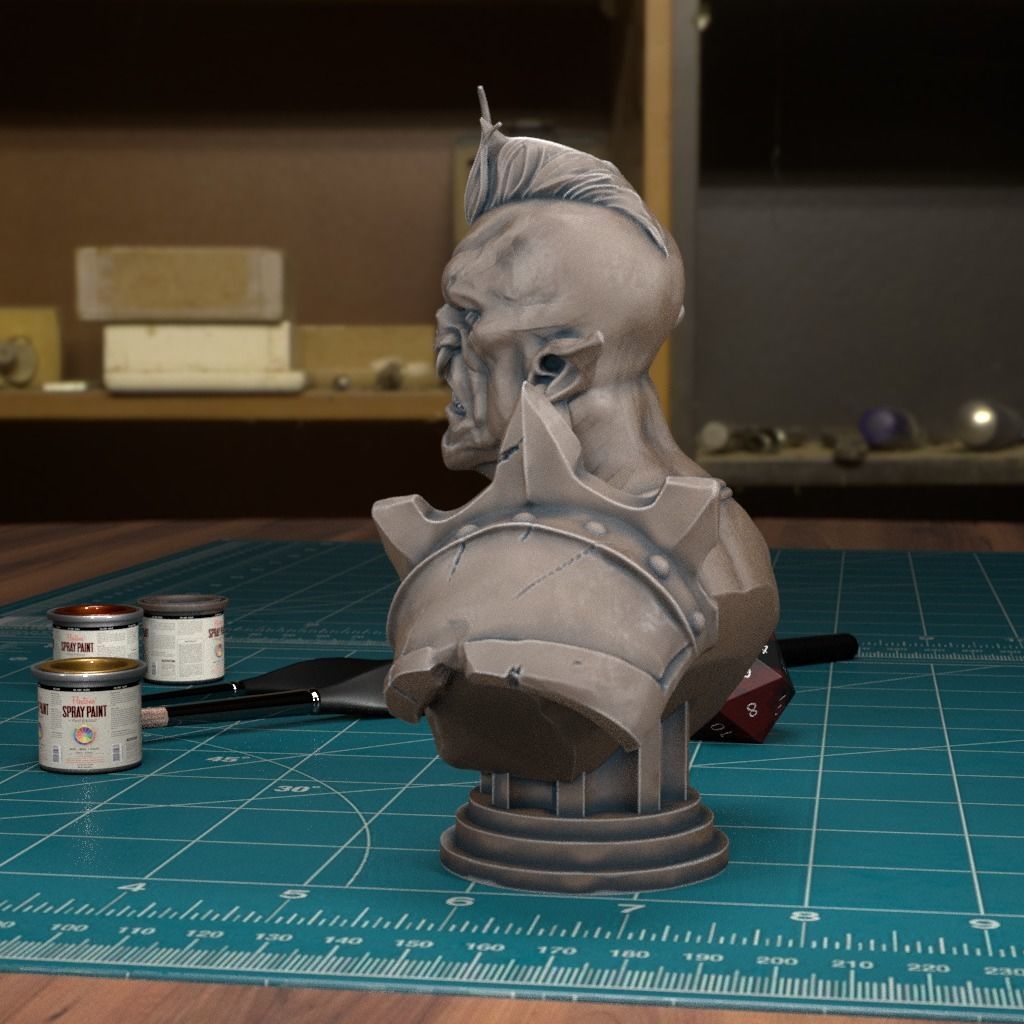 Orc Bust - Pre-Supported 3D print model_3
