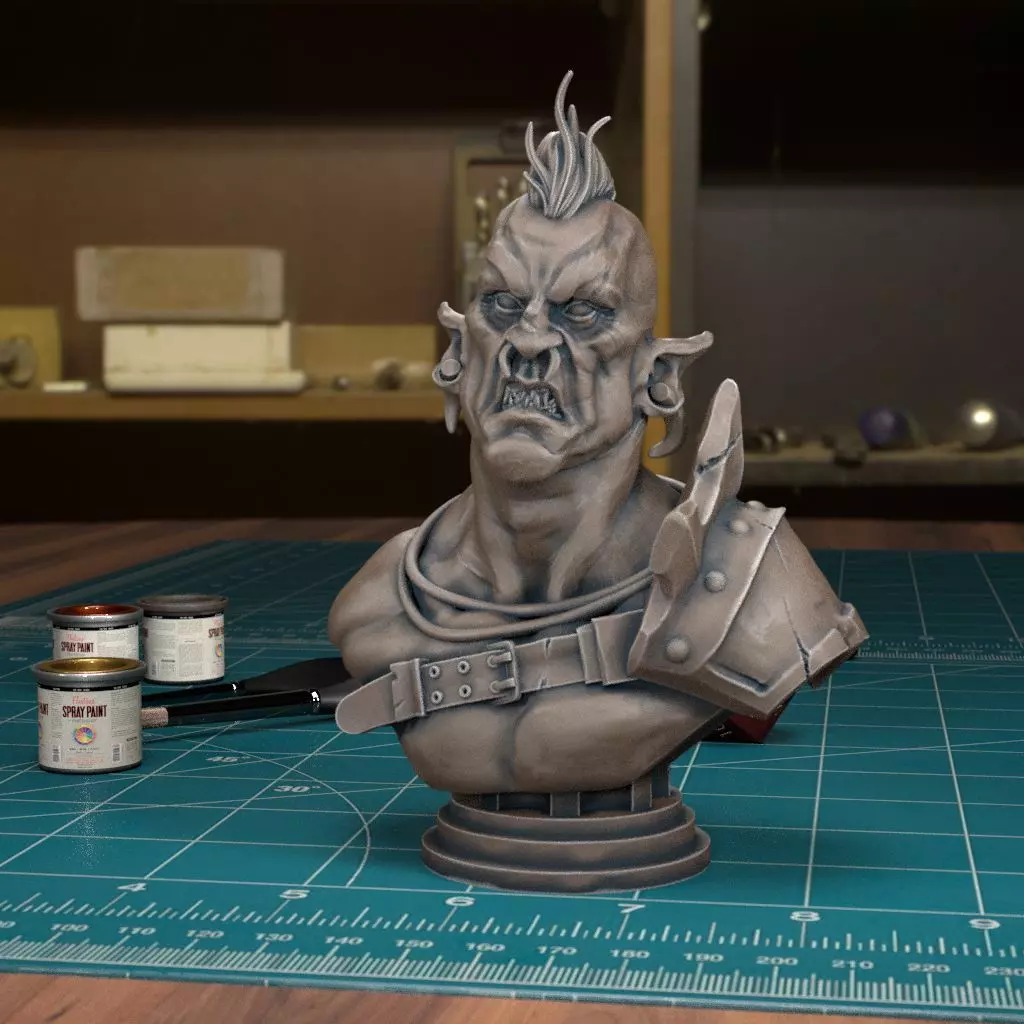 Orc Bust - Pre-Supported 3D print model_0