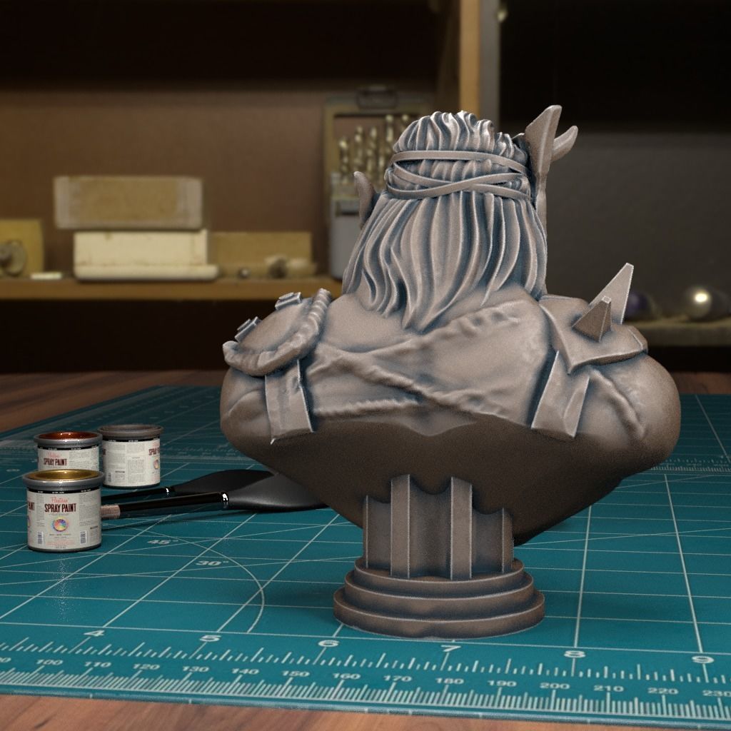 Orc Bust - Pre-Supported 3D print model_2