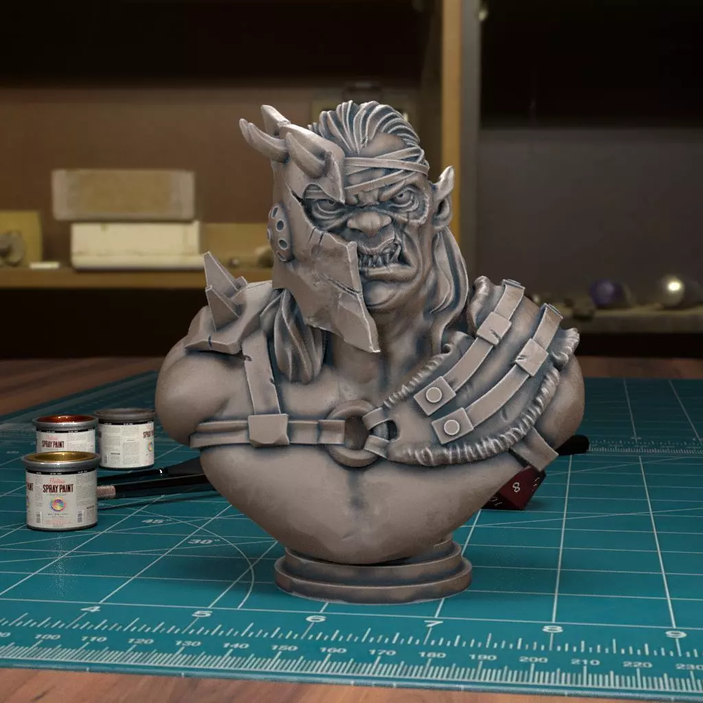 Orc Bust - Pre-Supported 3D print model_0