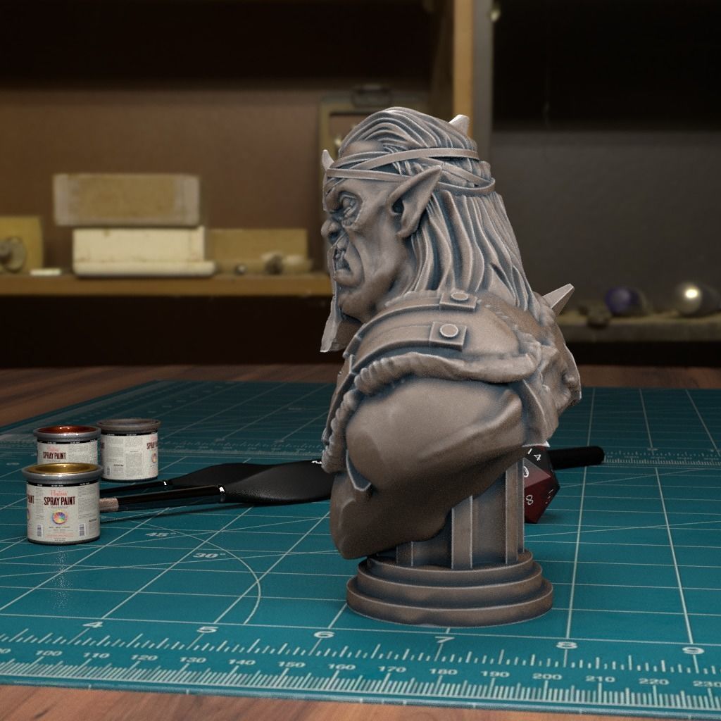 Orc Bust - Pre-Supported 3D print model_3