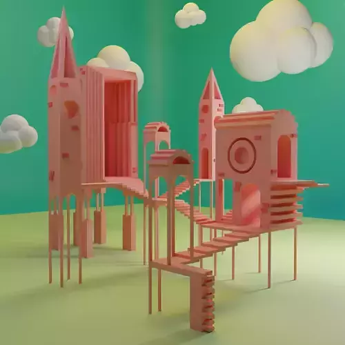 Temple 2 - The Wind Temple  Low-poly 3D model